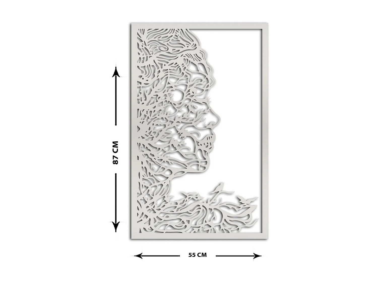 Décoration en Métal Visage 3, Argent, 55x1,5x87 cm, EPIKASA