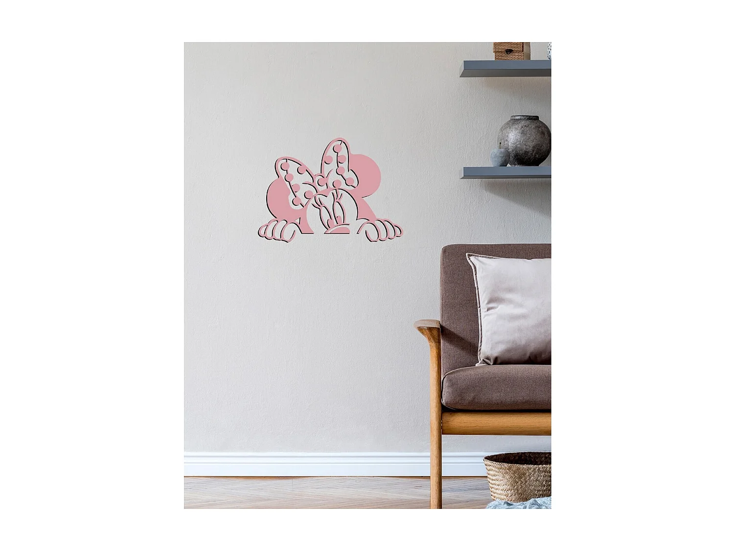 Dekoracja Metalowa Minnie 4, Różowy, 61x1,5x44 cm, EPIKASA