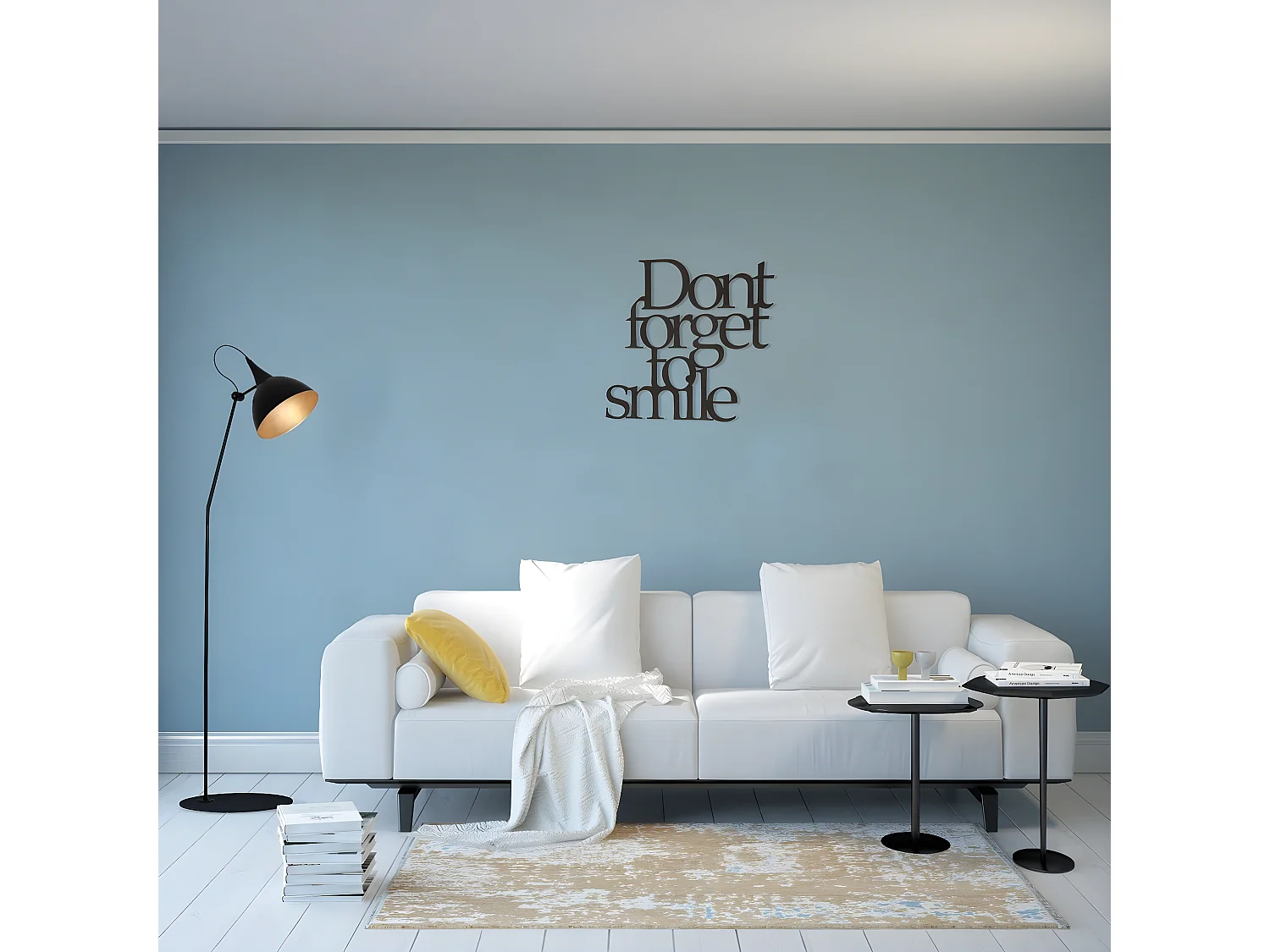 Décoration en Métal Don't Forget to Smile 1, Noir, 70x1,5x67 cm, EPIKASA