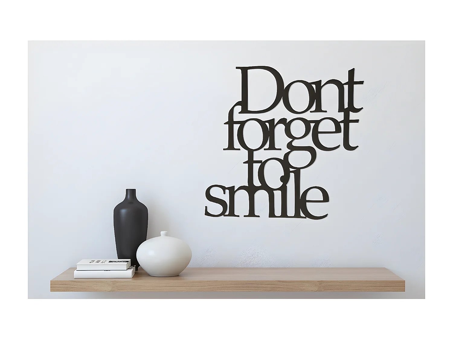 Décoration en Métal Don't Forget to Smile 1, Noir, 70x1,5x67 cm, EPIKASA