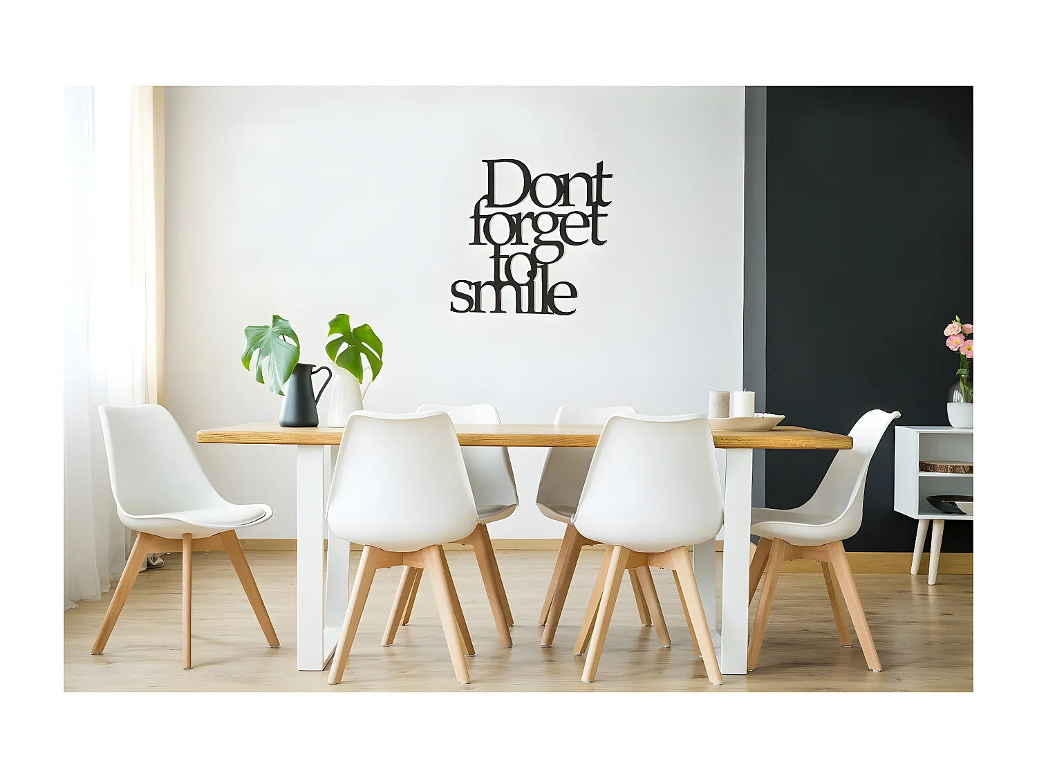 Décoration en Métal Don't Forget to Smile 1, Noir, 70x1,5x67 cm, EPIKASA