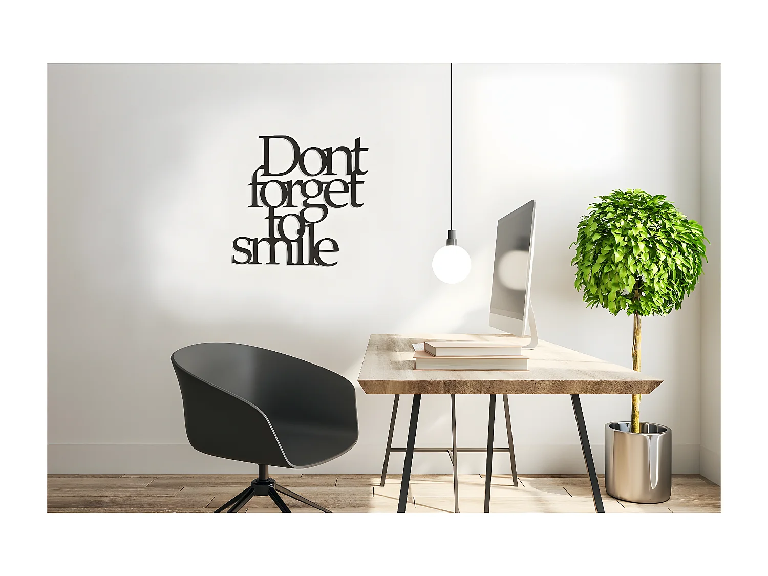 Décoration en Métal Don't Forget to Smile 1, Noir, 70x1,5x67 cm, EPIKASA