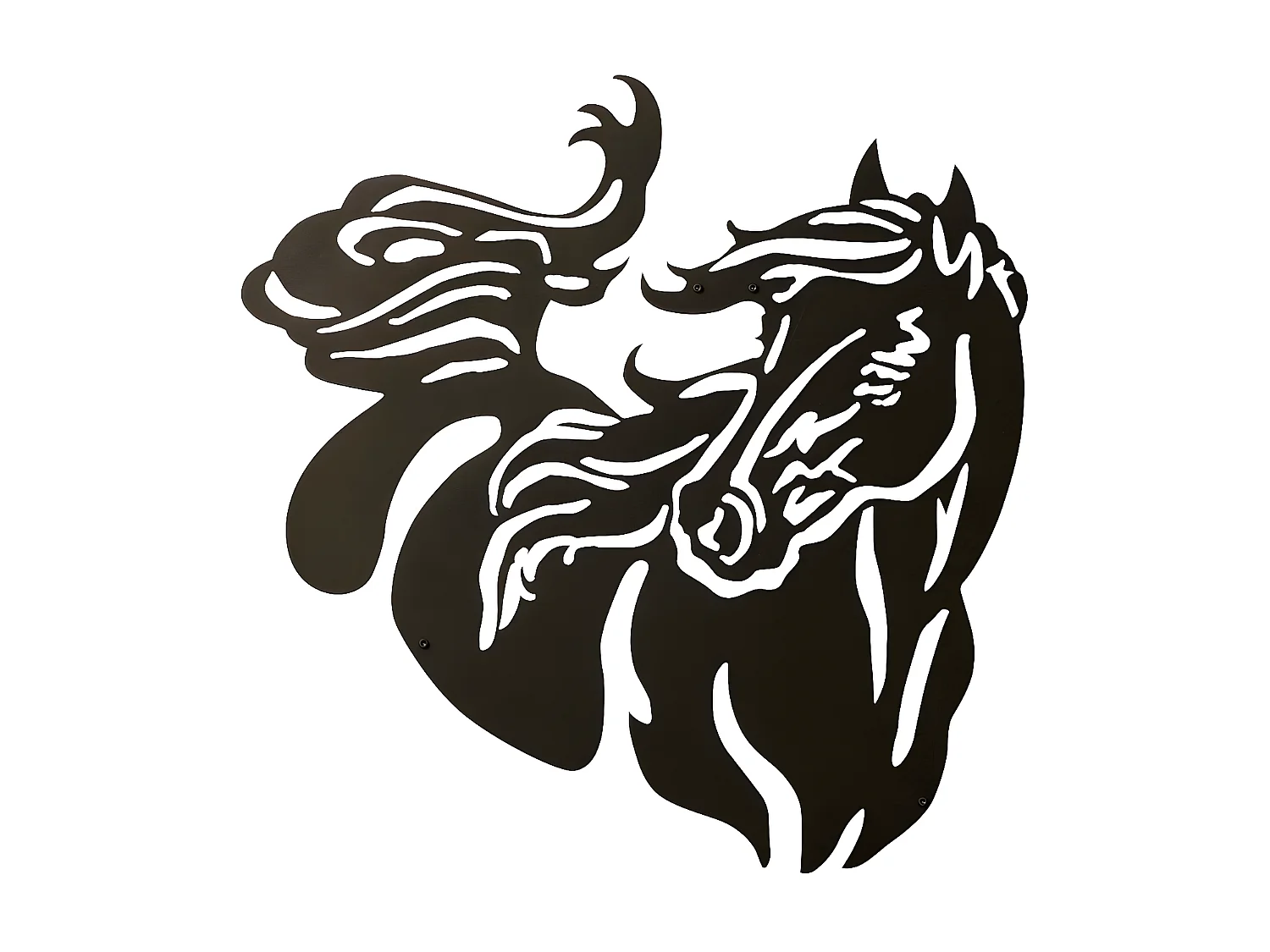 Décoration en Métal Cheval 2, Noir, 50x1,5x50 cm, EPIKASA