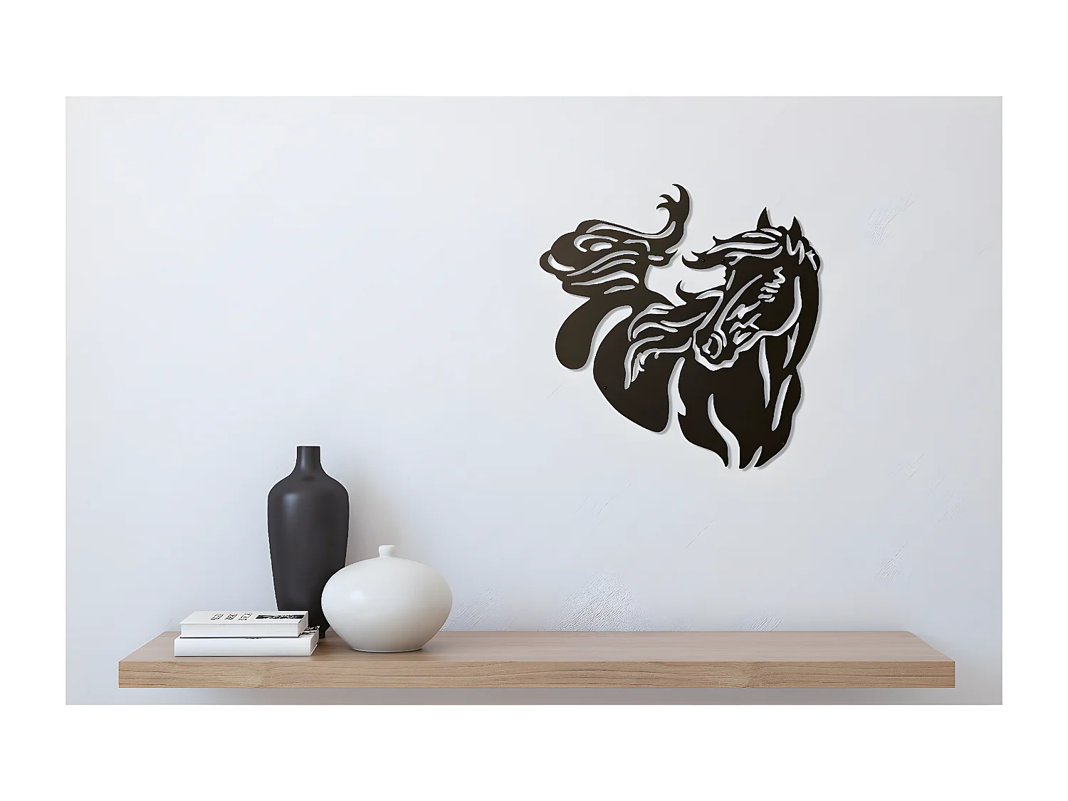 Décoration en Métal Cheval 2, Noir, 50x1,5x50 cm, EPIKASA