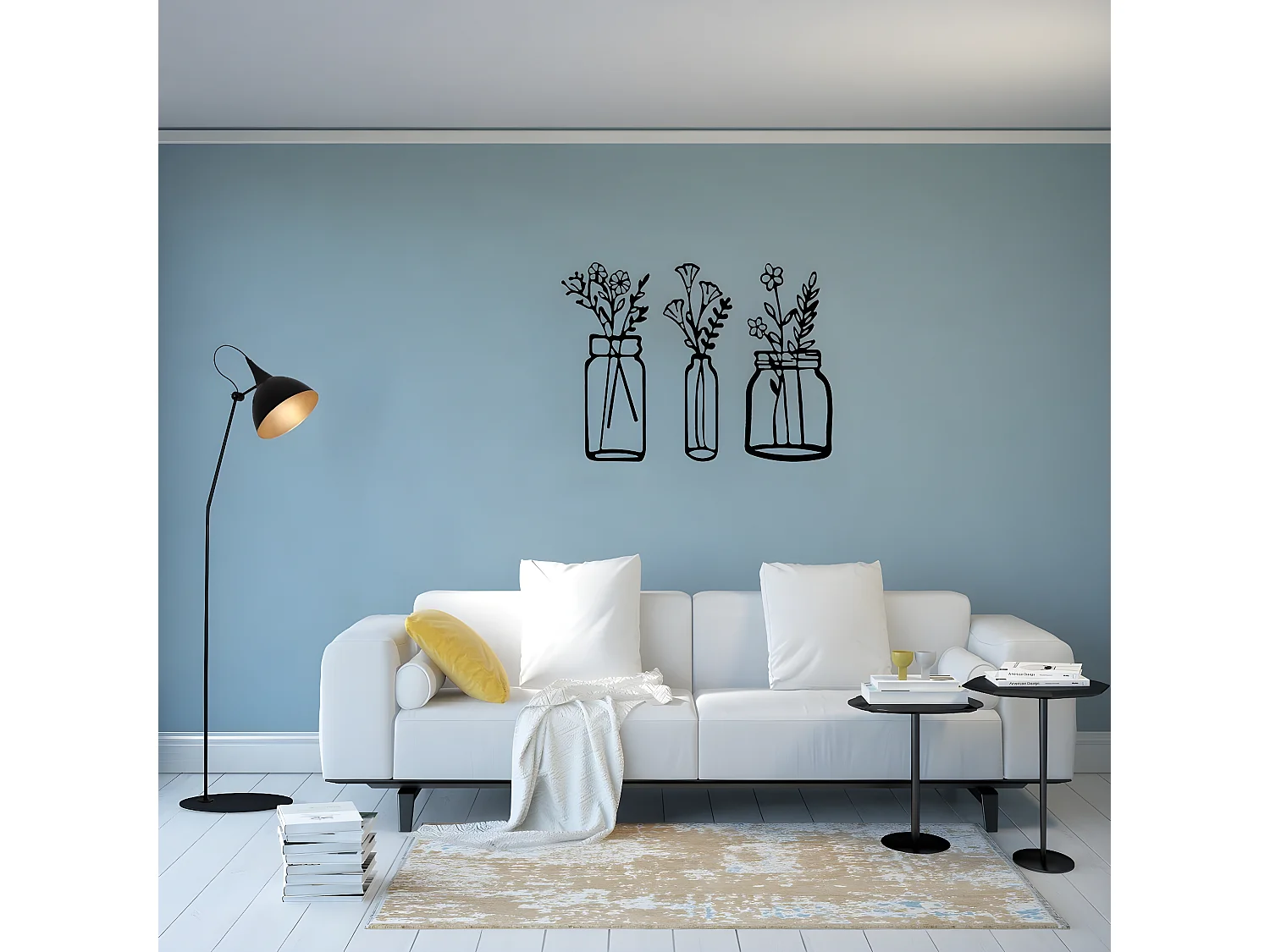 Metalen Decoratie Bloem 16 - Zwart - 95x1,5x70 cm - EPIKASA