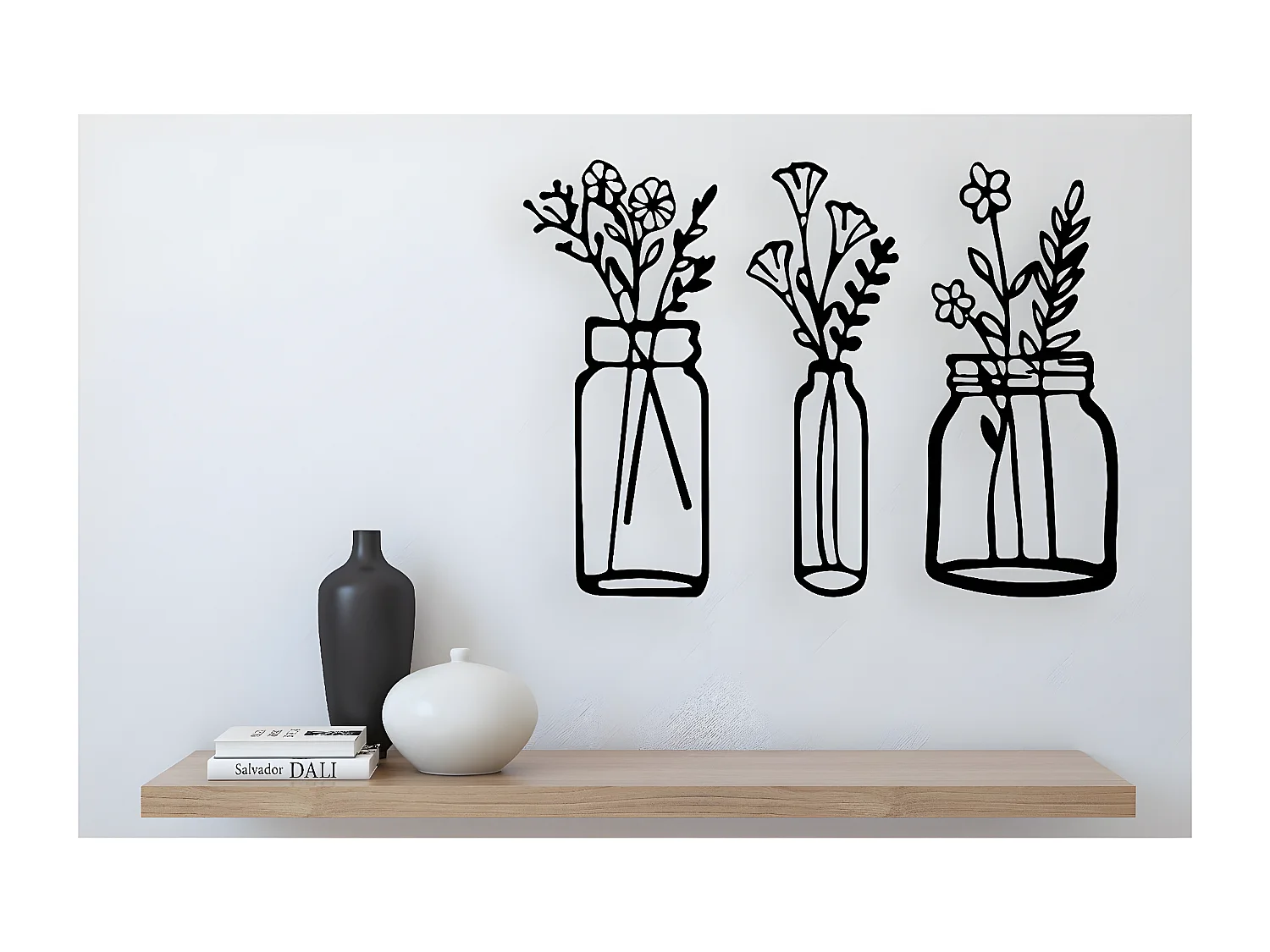 Metalen Decoratie Bloem 16 - Zwart - 95x1,5x70 cm - EPIKASA