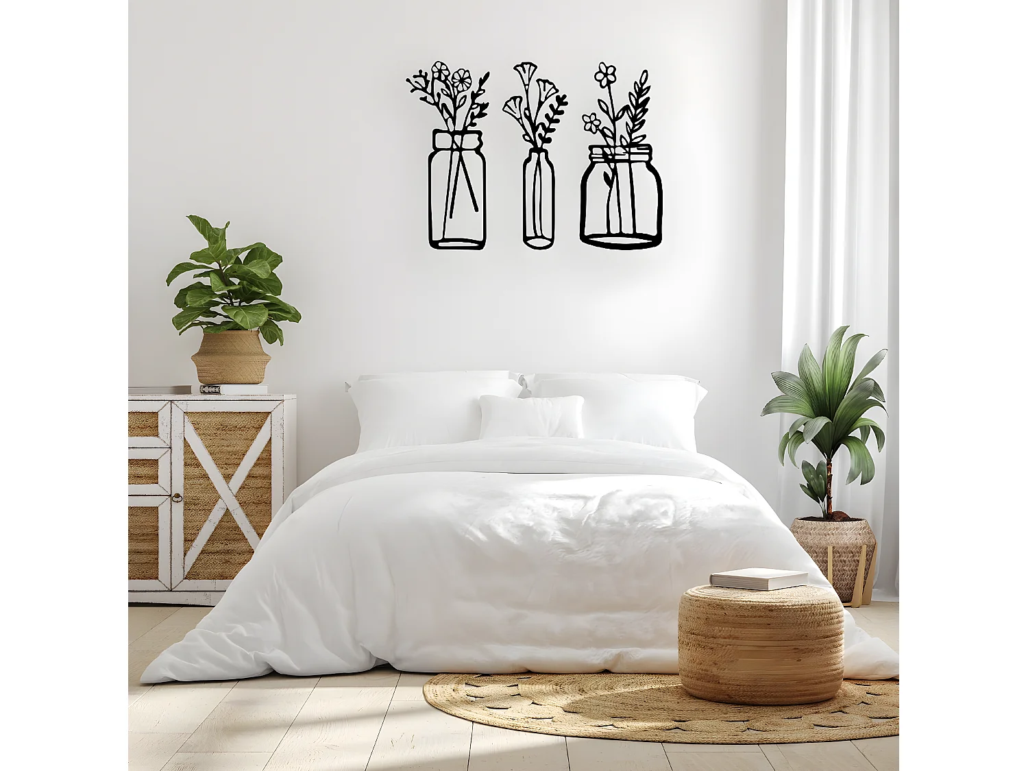 Metalen Decoratie Bloem 16 - Zwart - 95x1,5x70 cm - EPIKASA