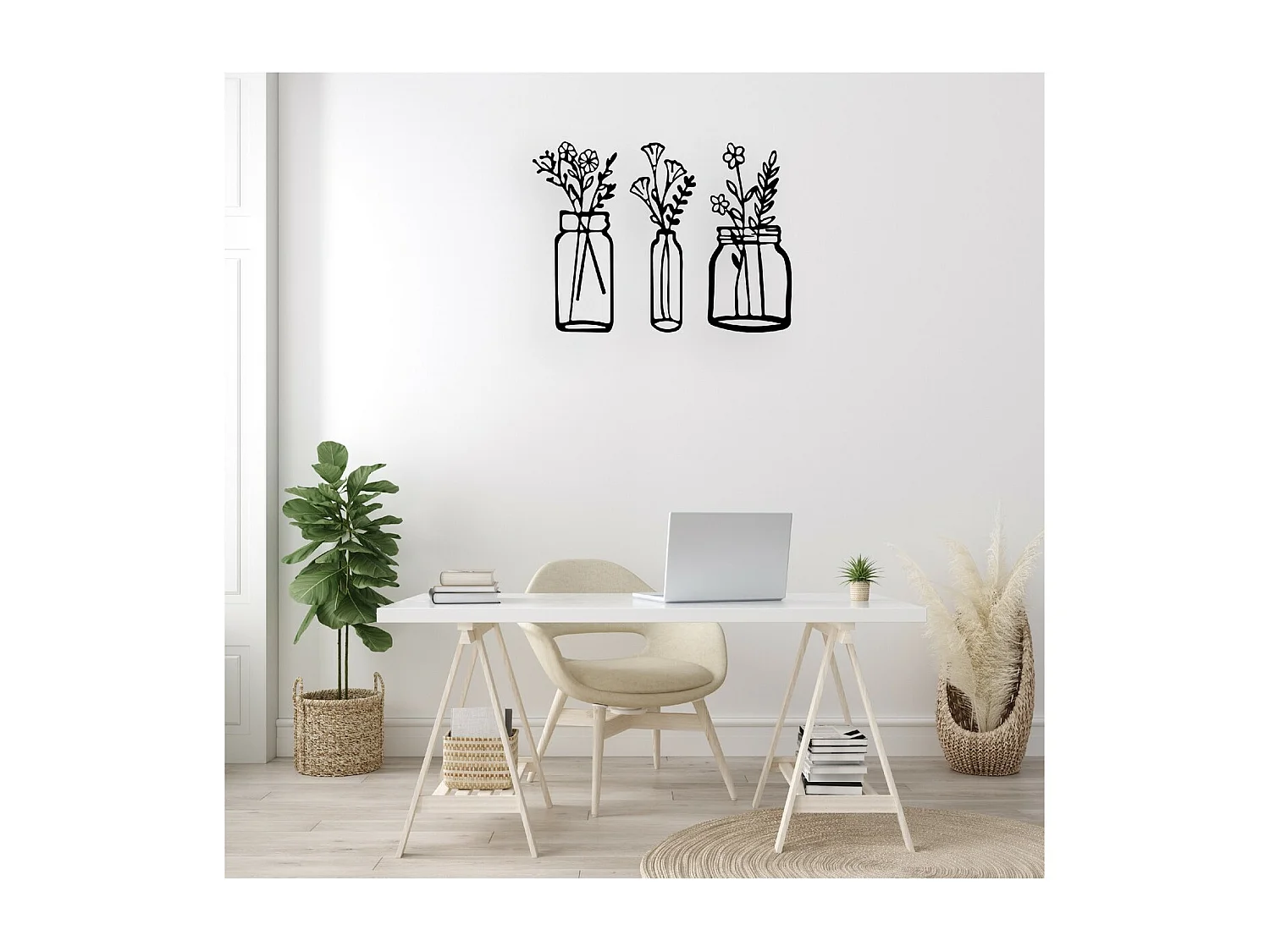 Metalen Decoratie Bloem 16 - Zwart - 95x1,5x70 cm - EPIKASA