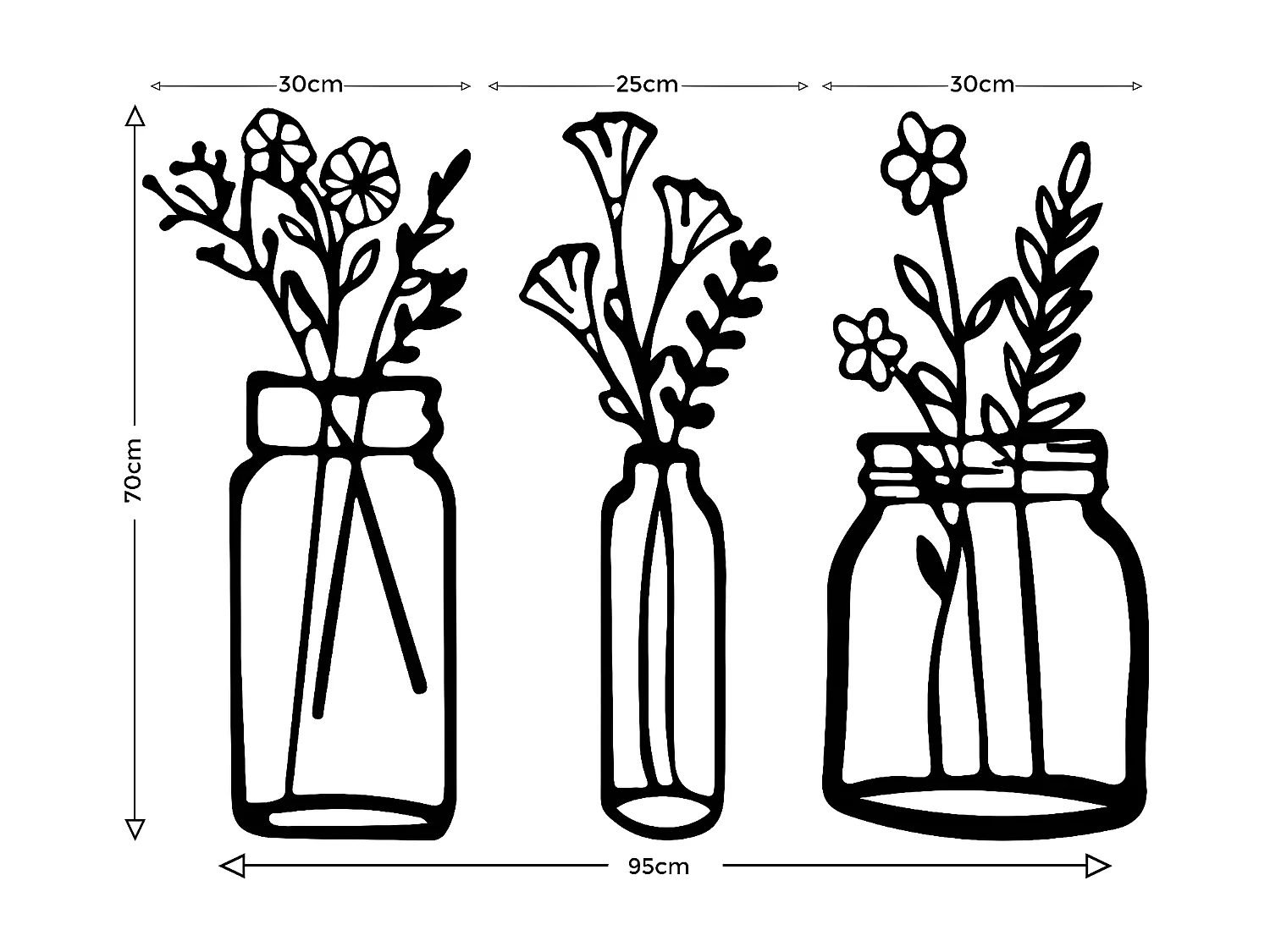 Metalen Decoratie Bloem 16 - Zwart - 95x1,5x70 cm - EPIKASA