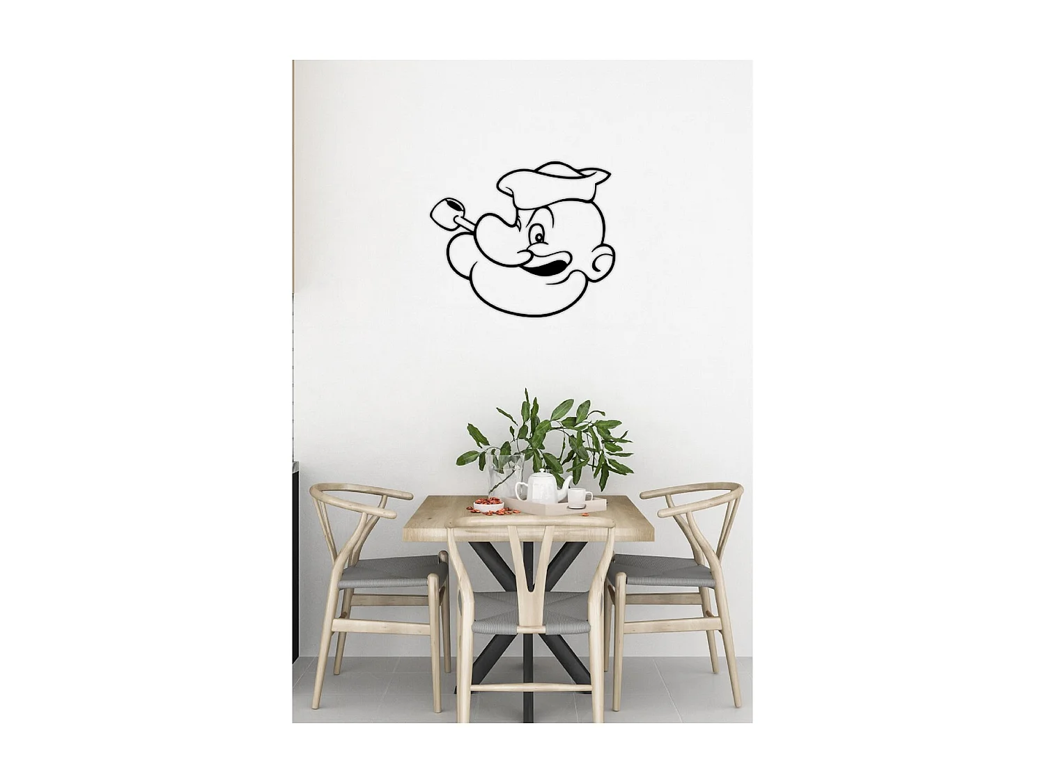 Dekoracja Metalowa Popeye, Czarny, 60x1,5x51 cm, EPIKASA