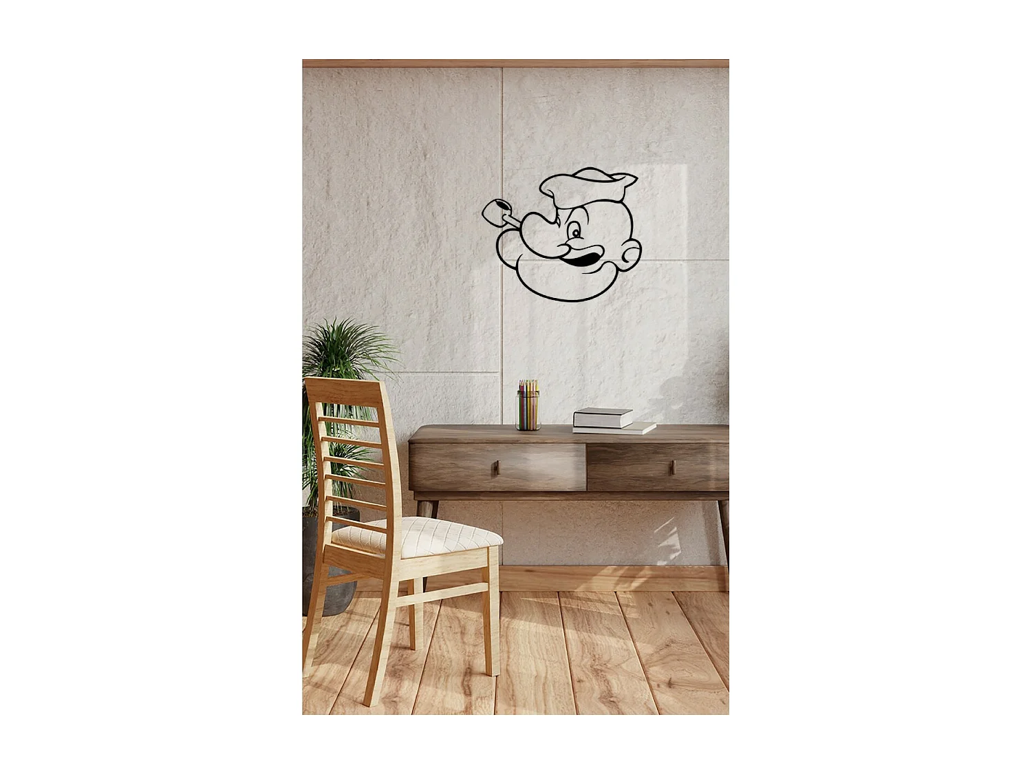 Dekoracja Metalowa Popeye, Czarny, 60x1,5x51 cm, EPIKASA