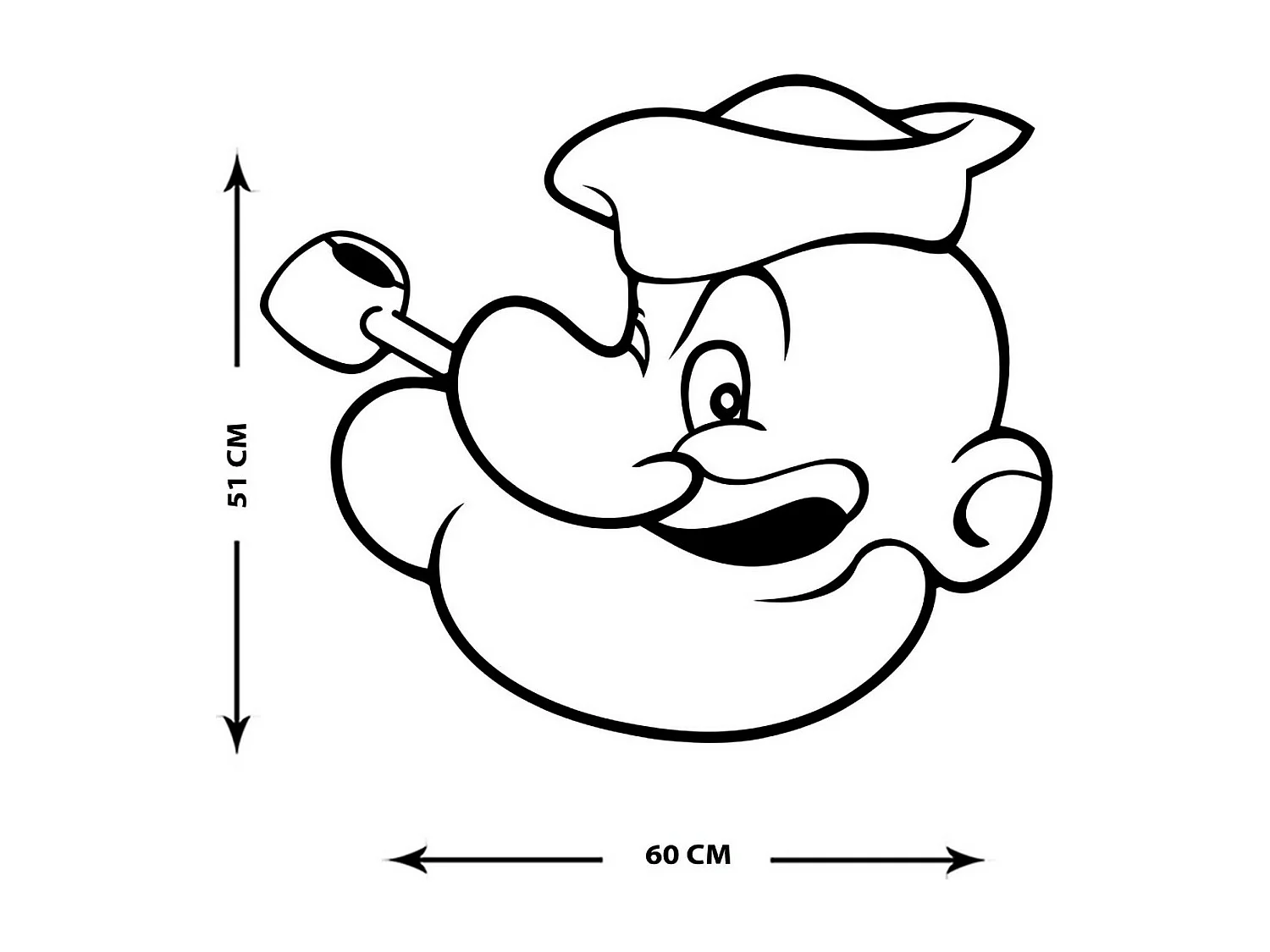 Dekoracja Metalowa Popeye, Czarny, 60x1,5x51 cm, EPIKASA