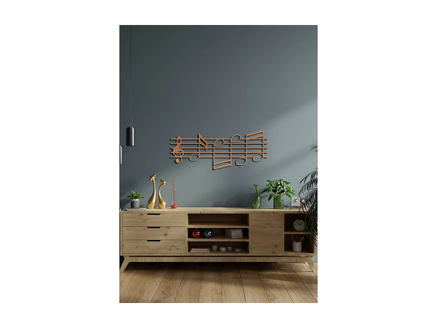 Décoration en Métal Notes 1, Cuivre, 80x1,5x32 cm, EPIKASA