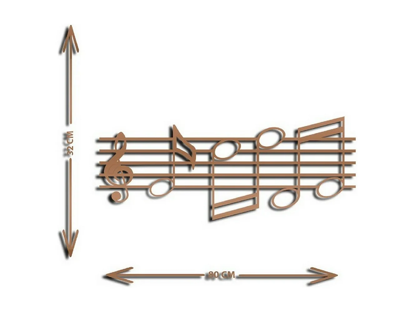 Décoration en Métal Notes 1, Cuivre, 80x1,5x32 cm, EPIKASA