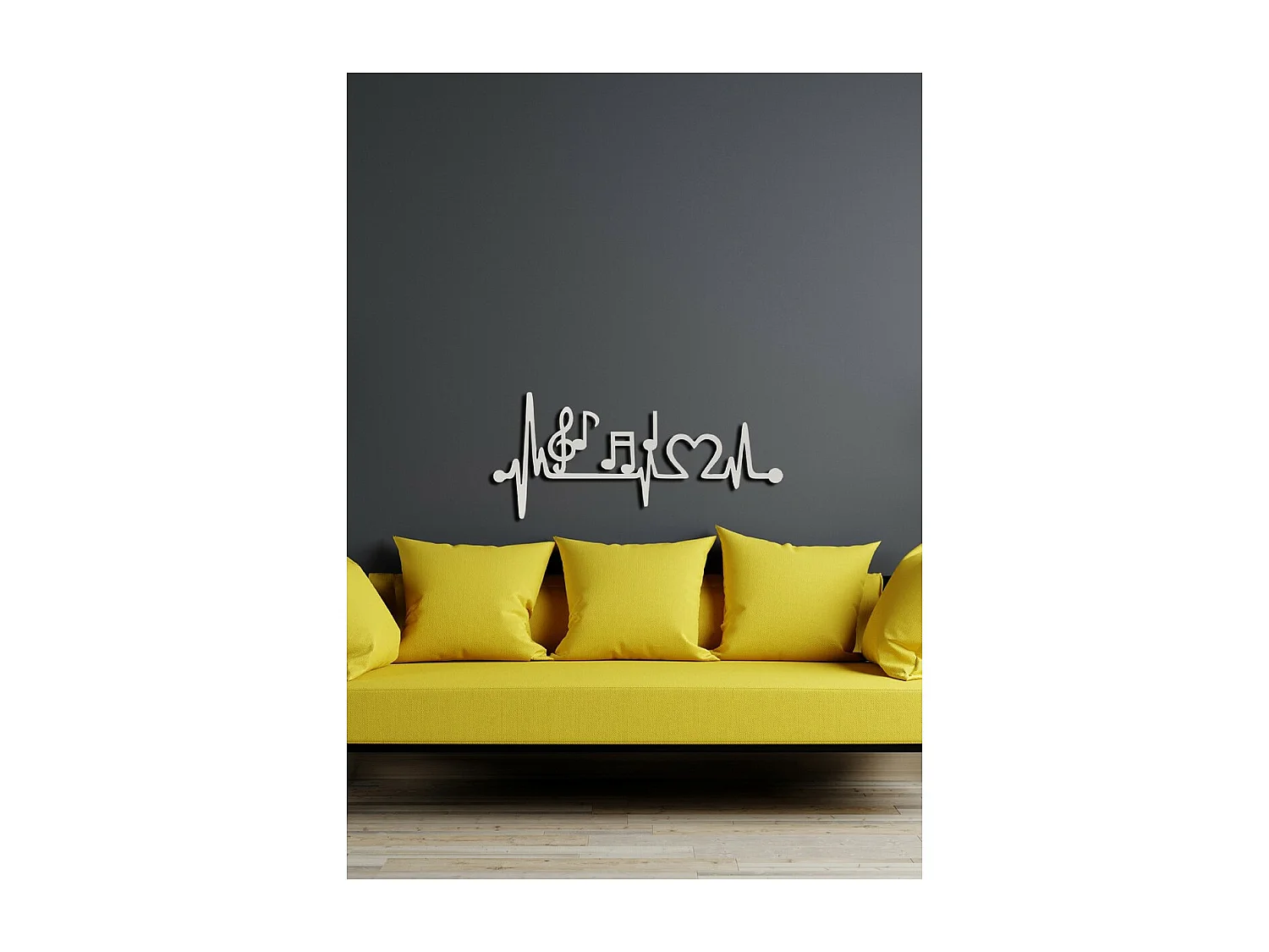 Decorazione in Metallo Music beat 6, Argento, 70x1,5x31 cm, EPIKASA