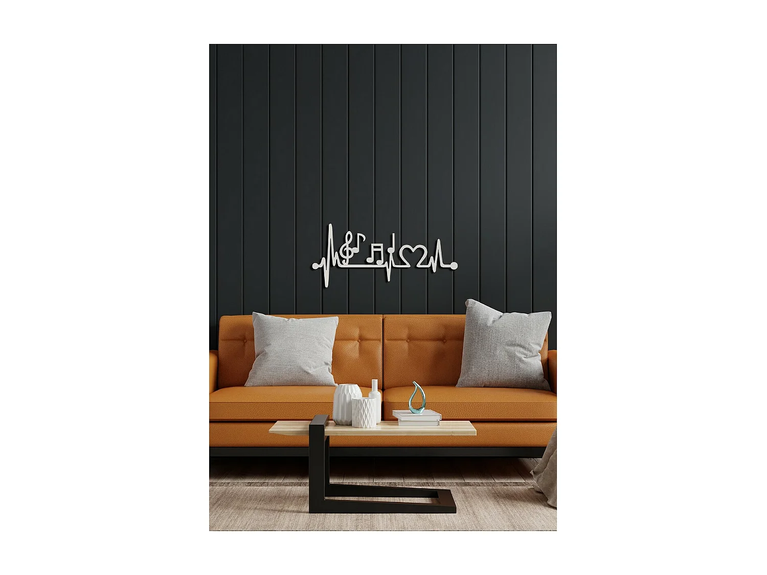 Decorazione in Metallo Music beat 6, Argento, 70x1,5x31 cm, EPIKASA