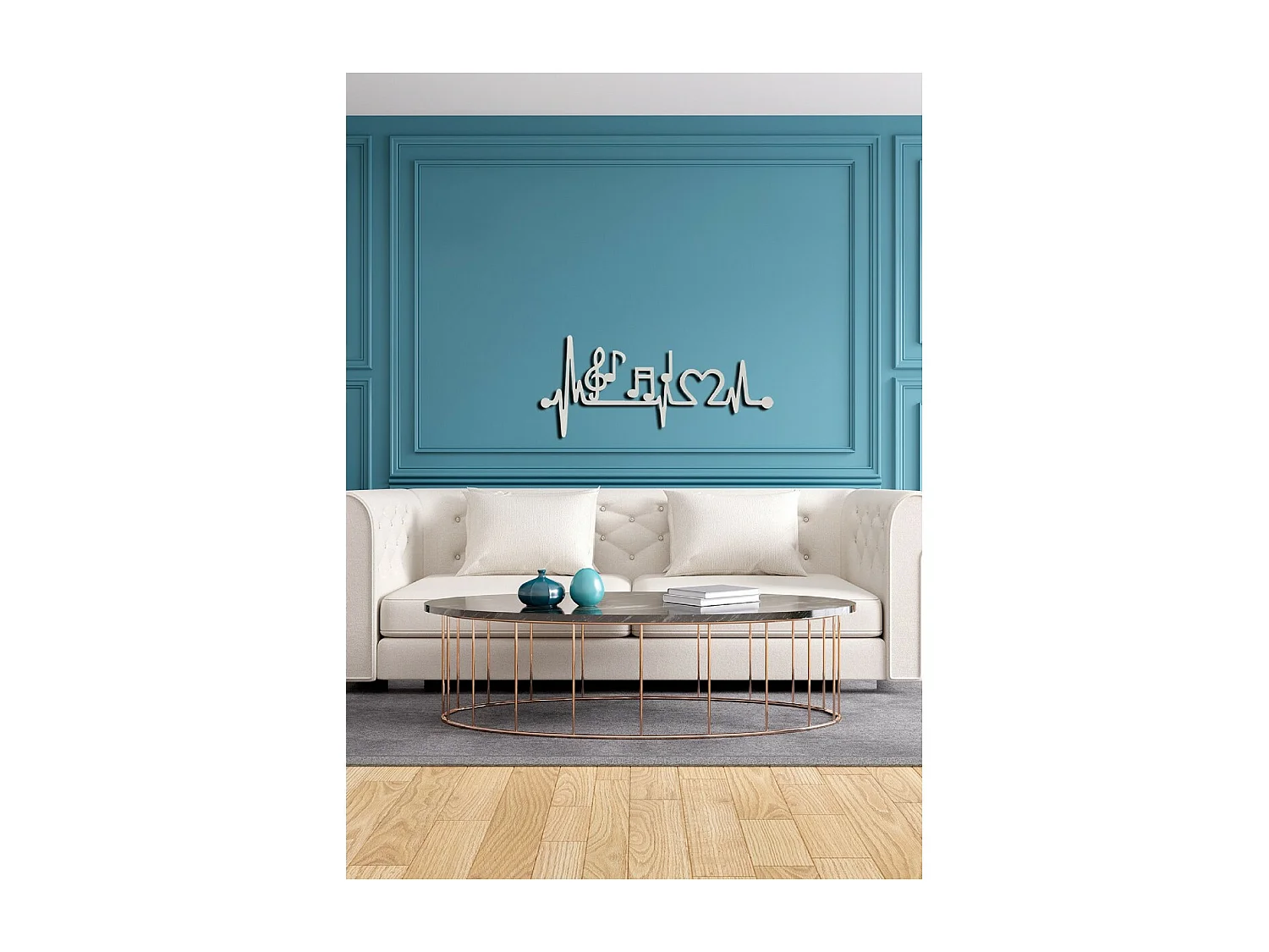 Decorazione in Metallo Music beat 6, Argento, 70x1,5x31 cm, EPIKASA