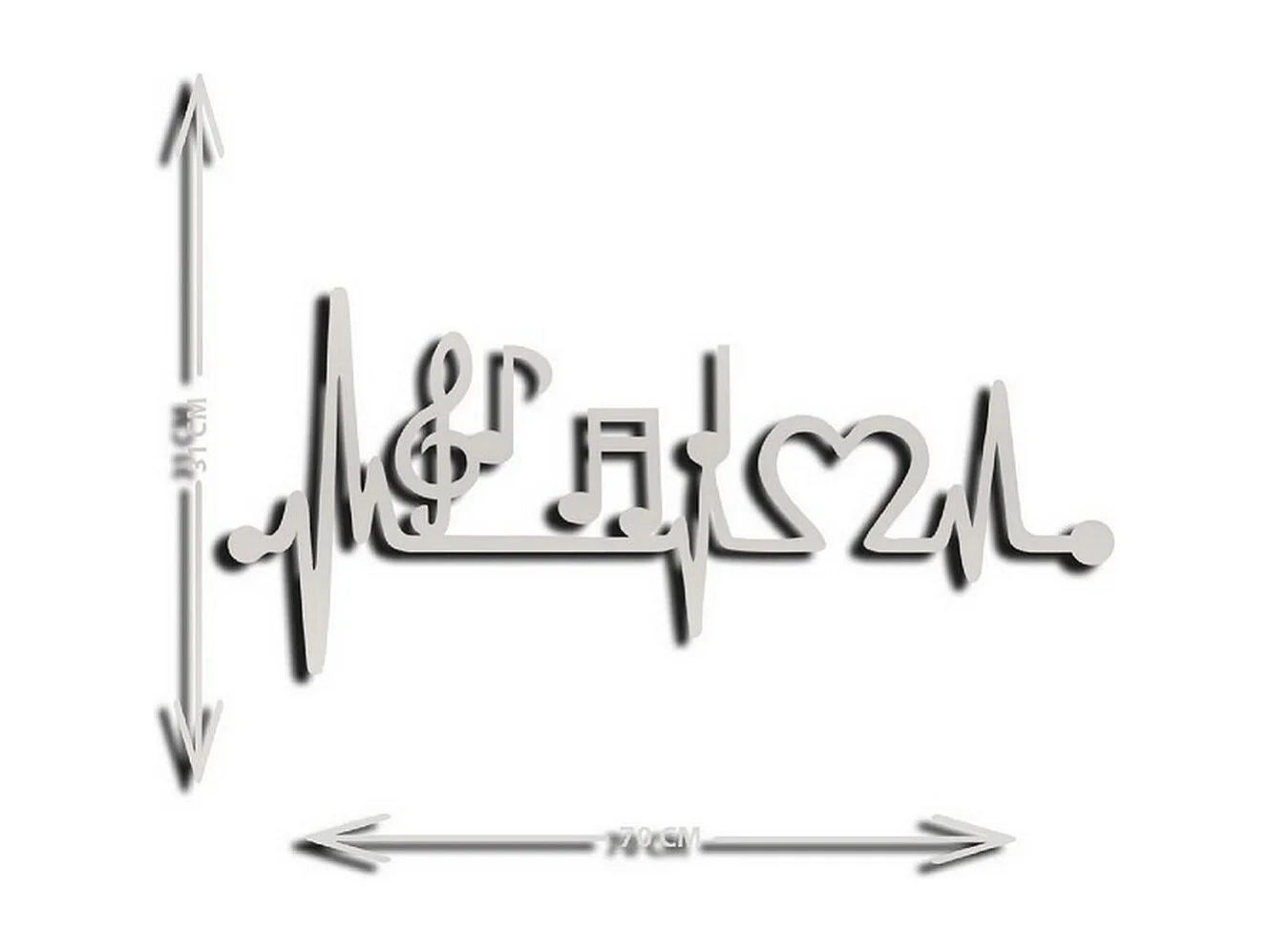 Decorazione in Metallo Music beat 6, Argento, 70x1,5x31 cm, EPIKASA