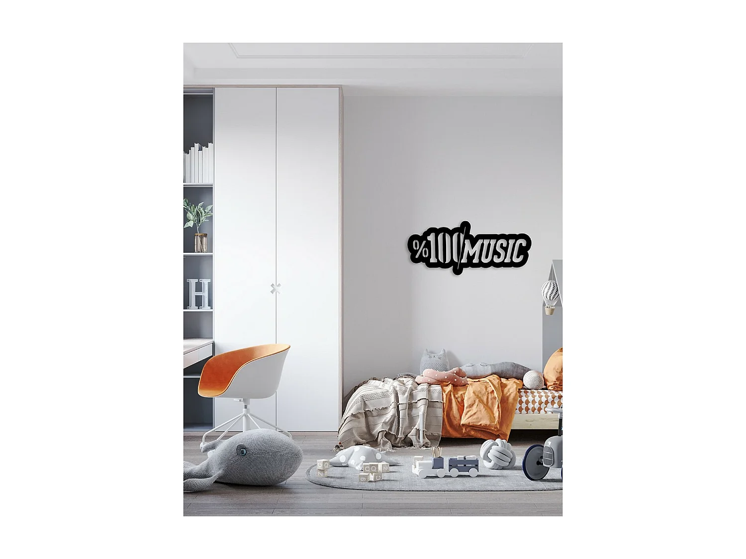 Décoration en Métal 100 Music, Noir, 75x1,5x33 cm, EPIKASA