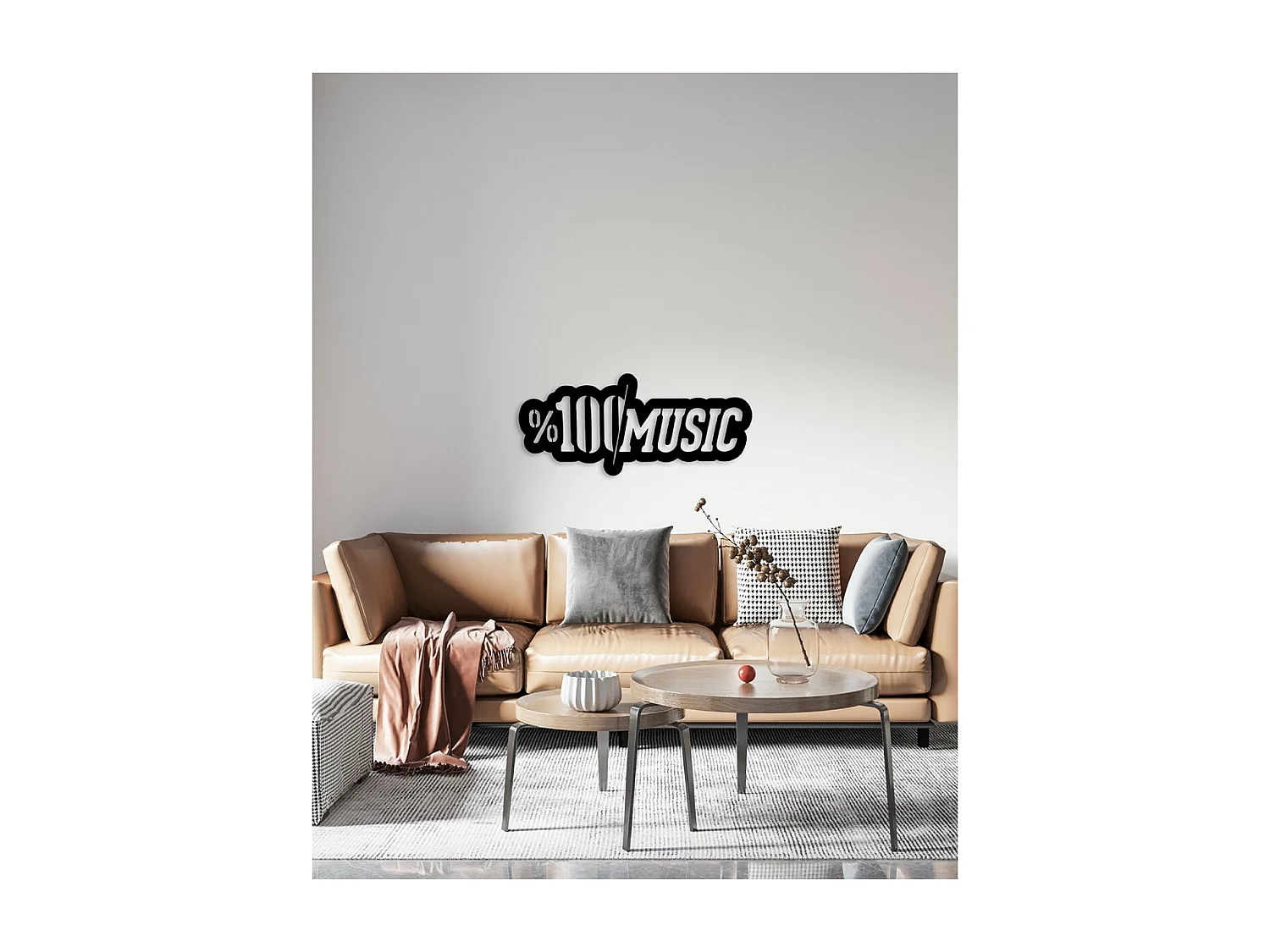 Décoration en Métal 100 Music, Noir, 75x1,5x33 cm, EPIKASA