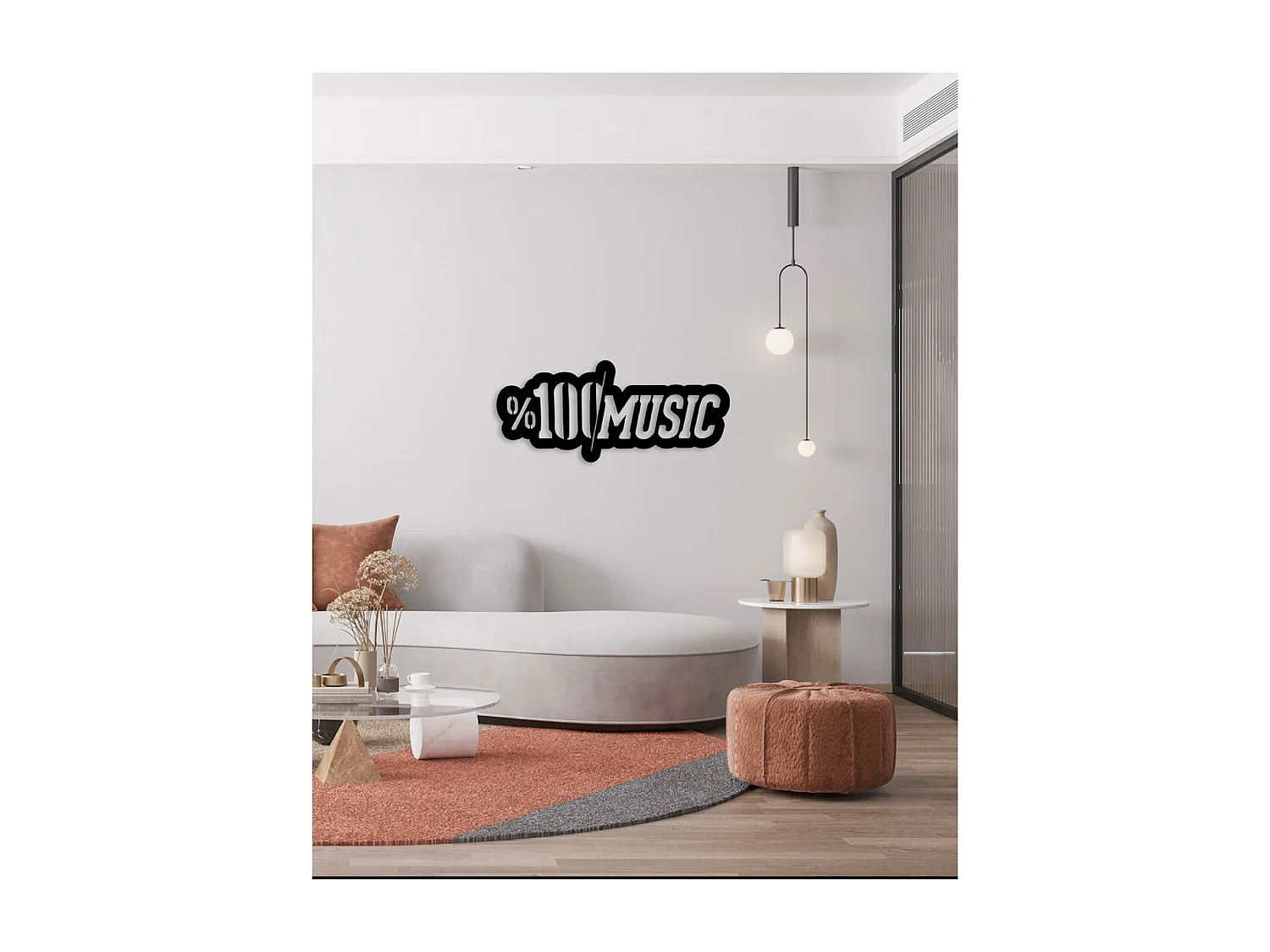 Décoration en Métal 100 Music, Noir, 75x1,5x33 cm, EPIKASA