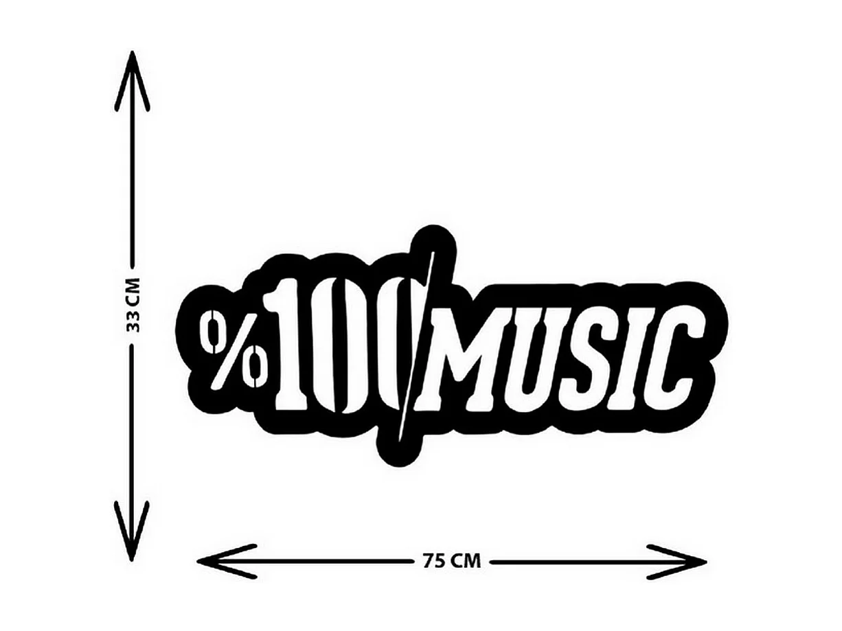 Décoration en Métal 100 Music, Noir, 75x1,5x33 cm, EPIKASA