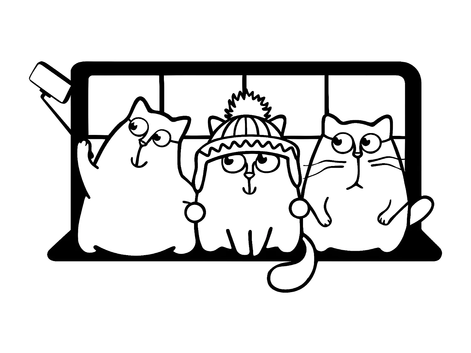 Metalen Decoratie Katten 1 - Zwart - 72x1,5x40 cm - EPIKASA