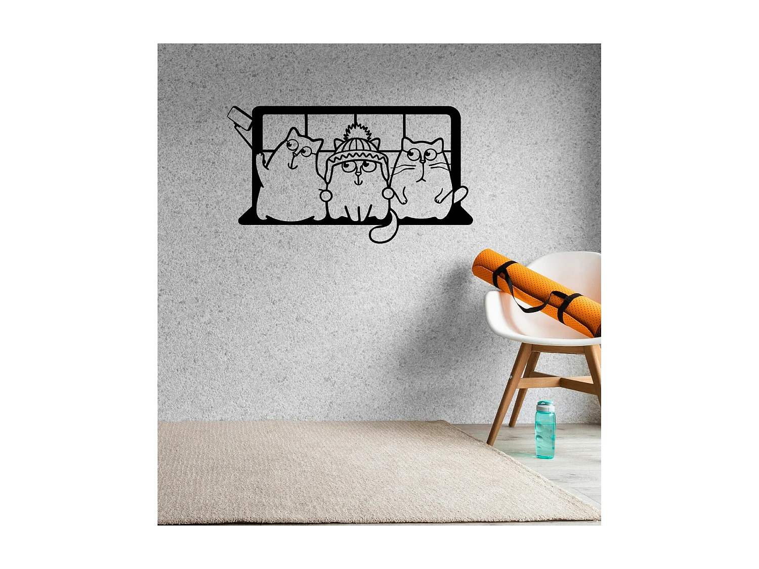 Metalen Decoratie Katten 1 - Zwart - 72x1,5x40 cm - EPIKASA