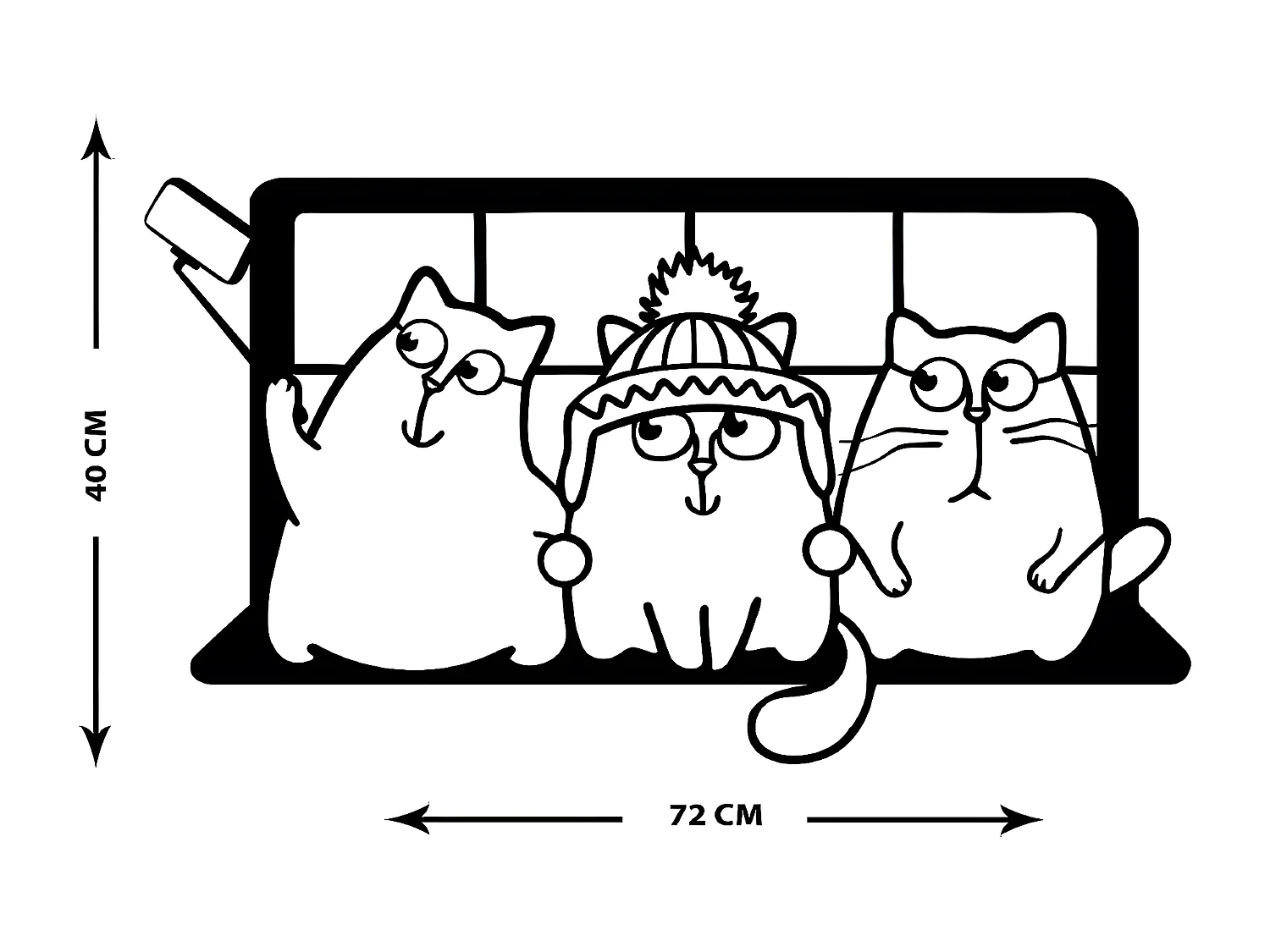 Metalen Decoratie Katten 1 - Zwart - 72x1,5x40 cm - EPIKASA