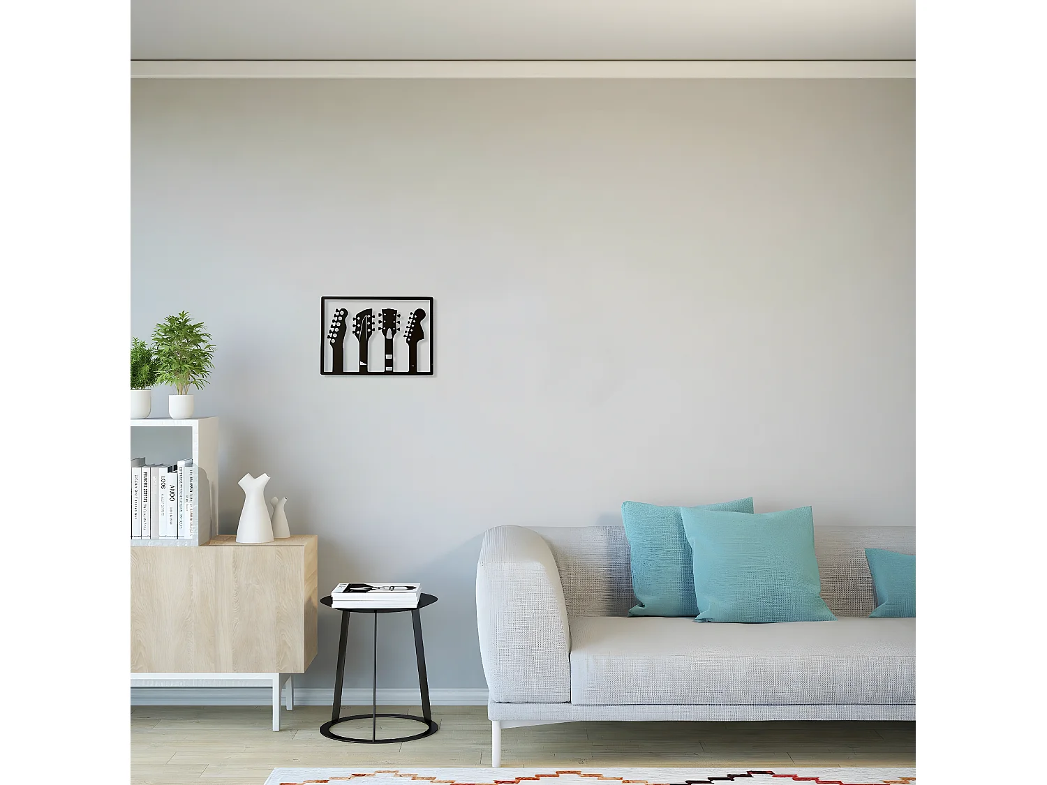 Dekoracja Metalowa Gitara 19, Czarny, 46x1,5x32 cm, EPIKASA