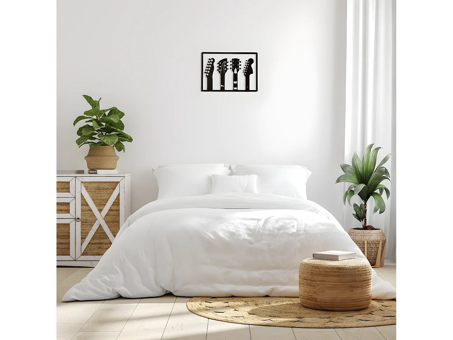 Dekoracja Metalowa Gitara 19, Czarny, 46x1,5x32 cm, EPIKASA