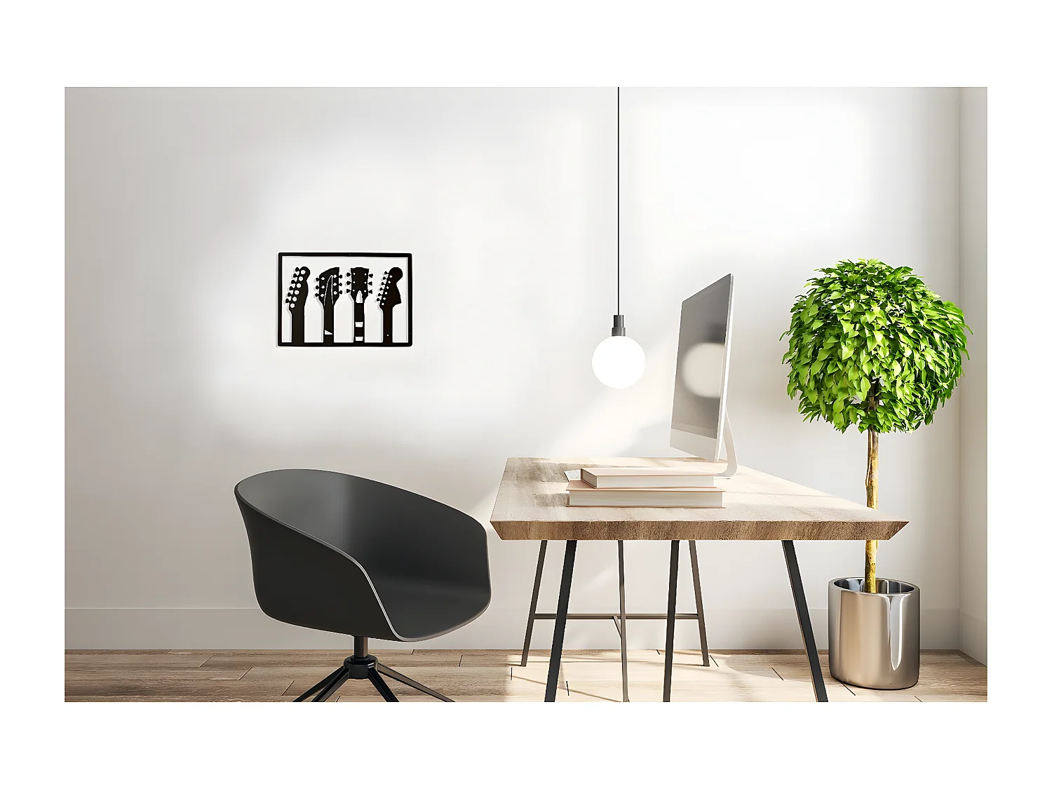 Dekoracja Metalowa Gitara 19, Czarny, 46x1,5x32 cm, EPIKASA