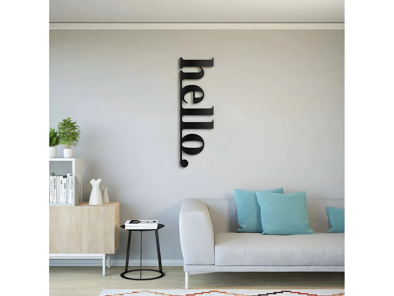 Décoration en Métal Hello 2, Noir, 30x1,5x100 cm, EPIKASA