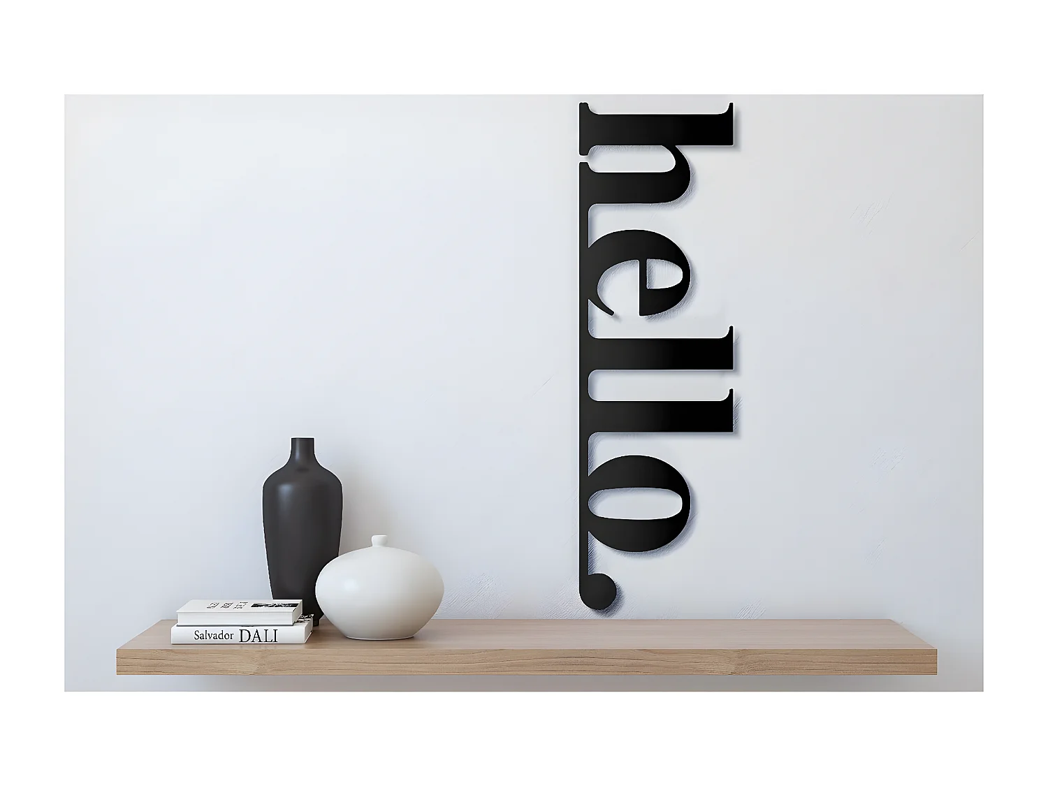 Décoration en Métal Hello 2, Noir, 30x1,5x100 cm, EPIKASA