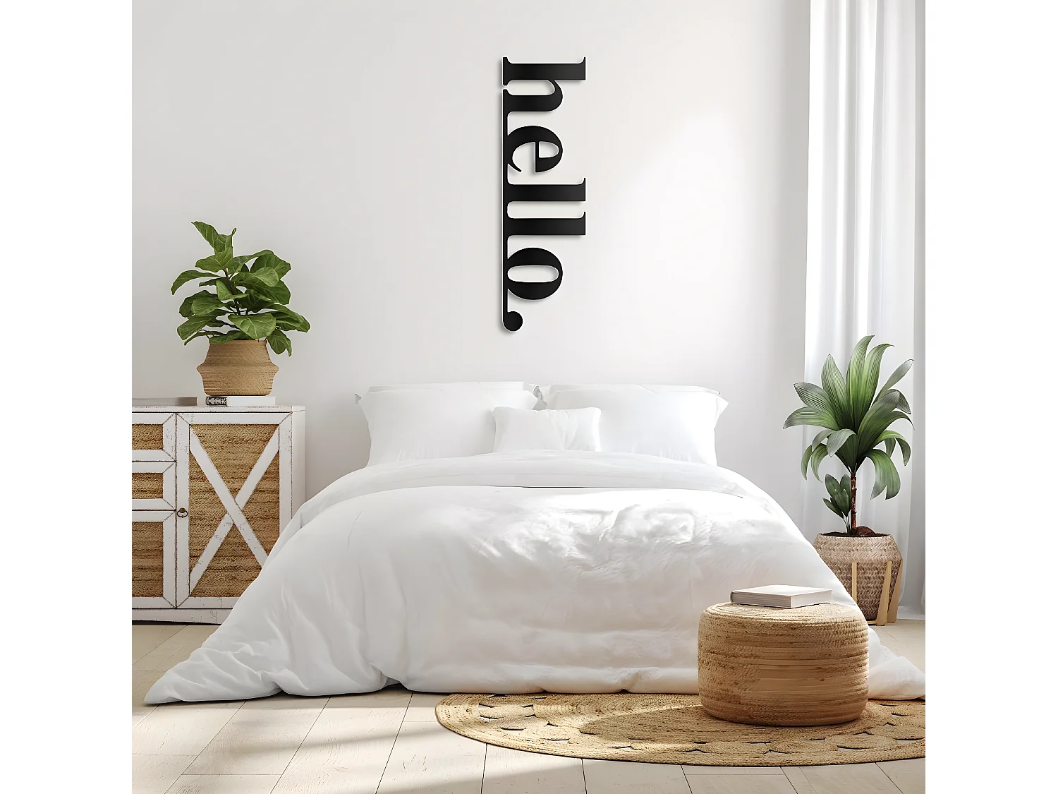 Décoration en Métal Hello 2, Noir, 30x1,5x100 cm, EPIKASA