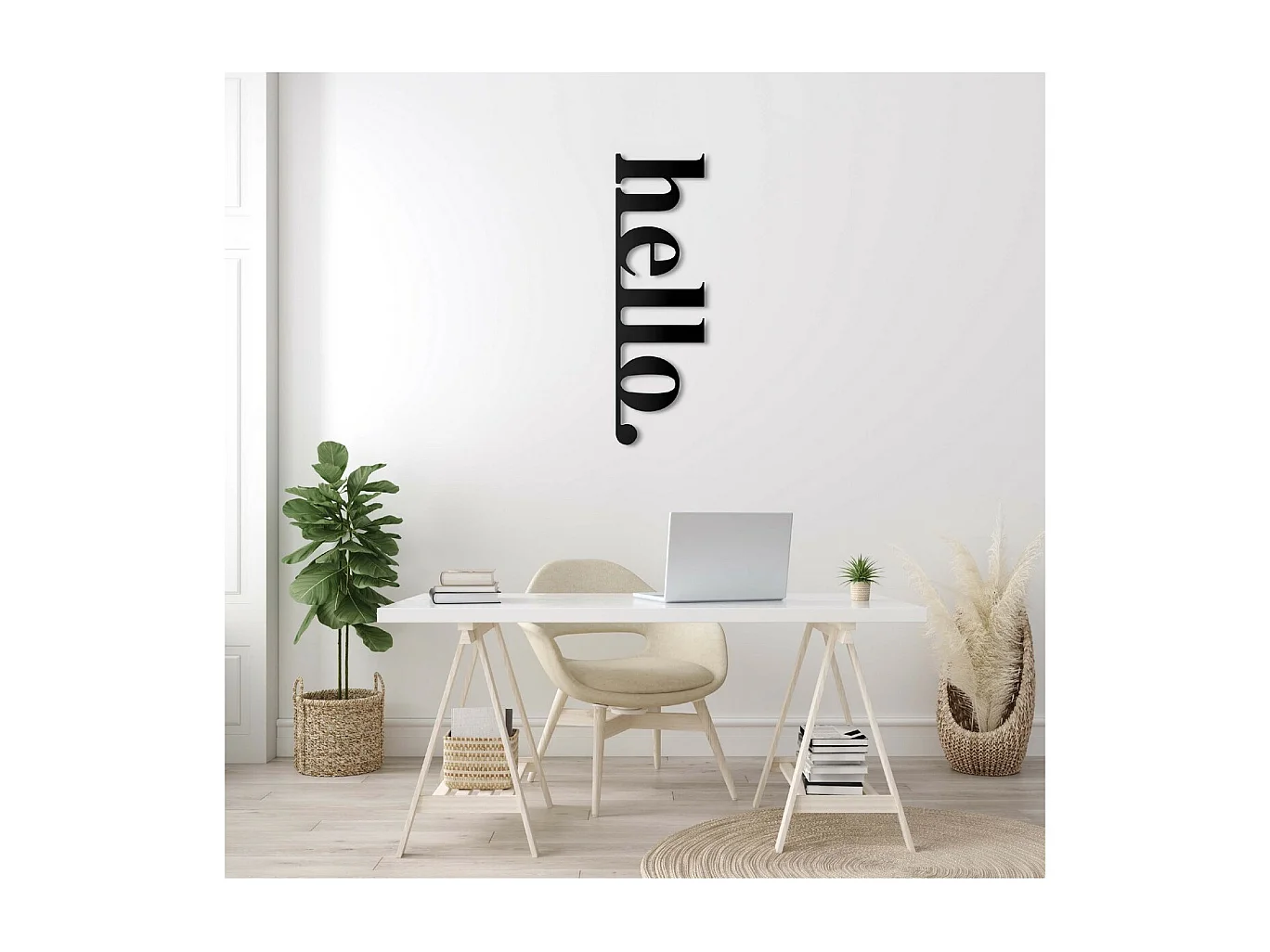 Décoration en Métal Hello 2, Noir, 30x1,5x100 cm, EPIKASA