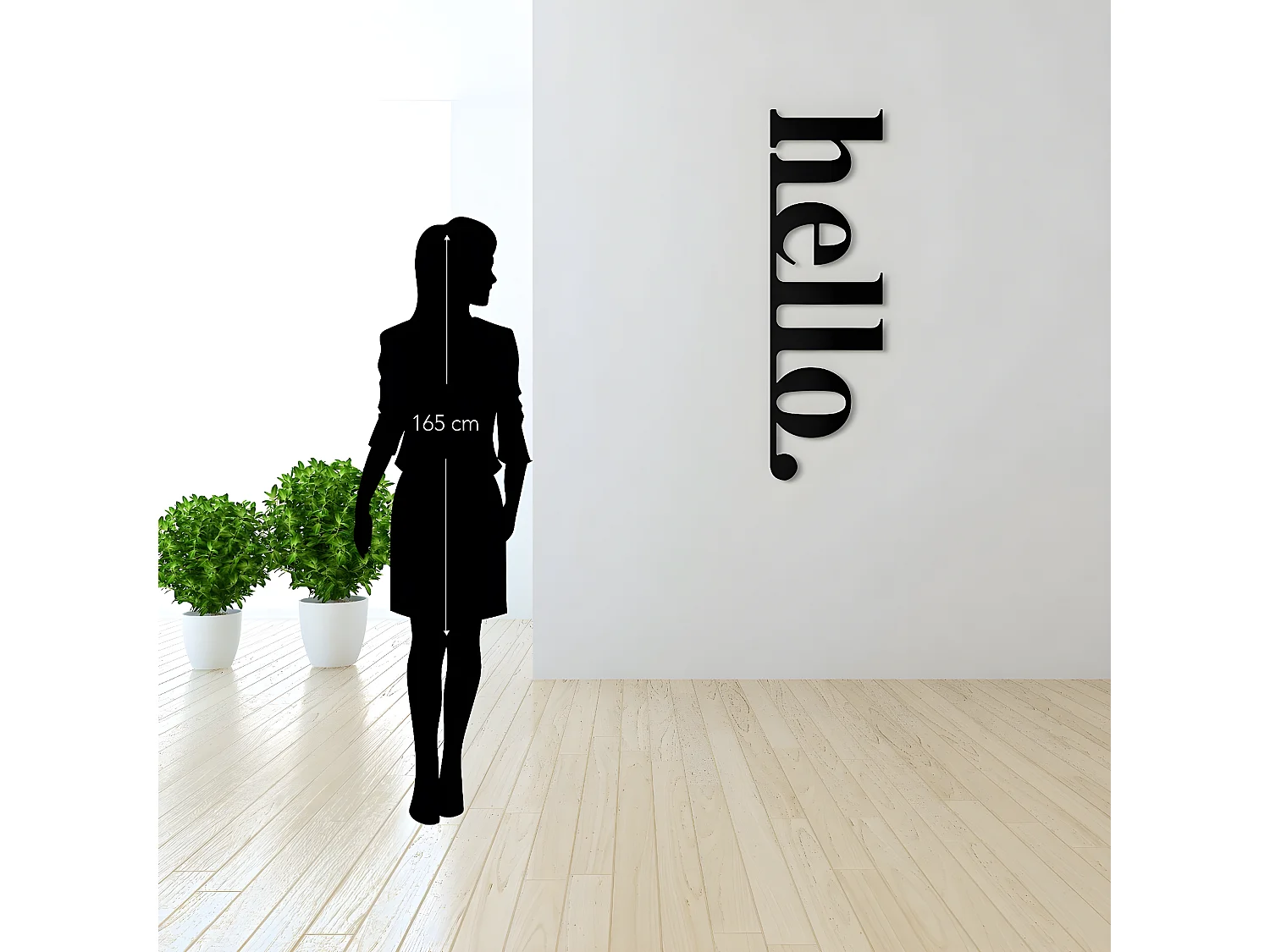 Décoration en Métal Hello 2, Noir, 30x1,5x100 cm, EPIKASA