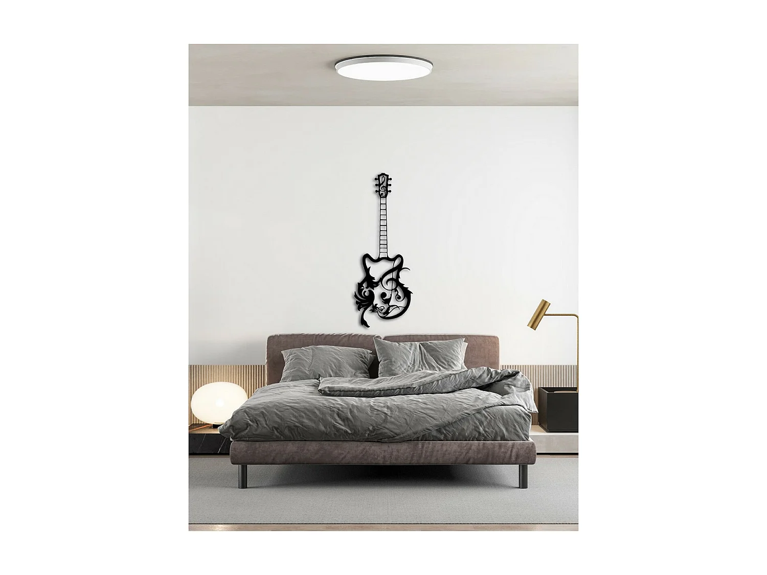 Dekoracja Metalowa Gitara 6, Czarny, 34x1,5x90 cm, EPIKASA