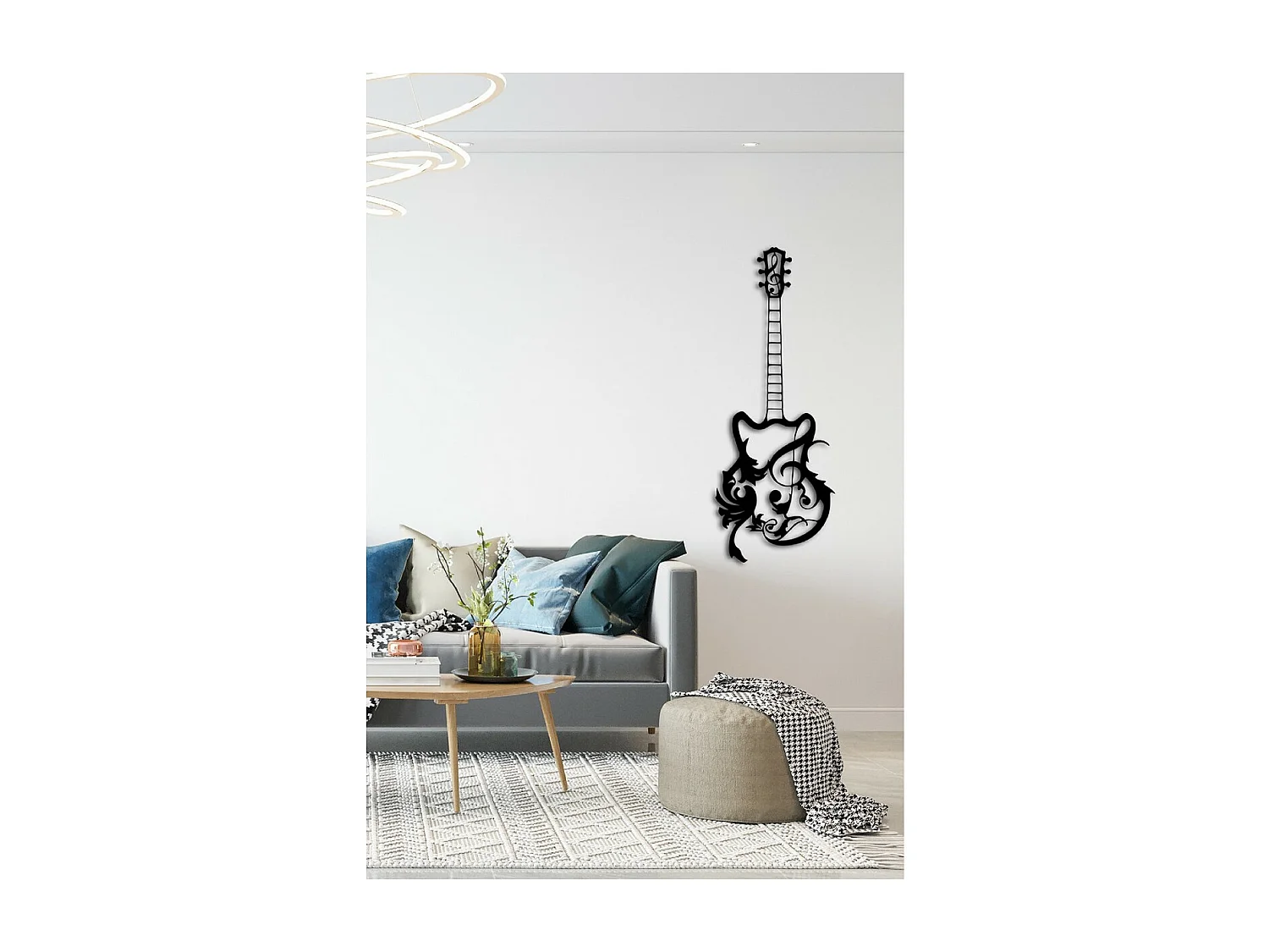 Dekoracja Metalowa Gitara 6, Czarny, 34x1,5x90 cm, EPIKASA