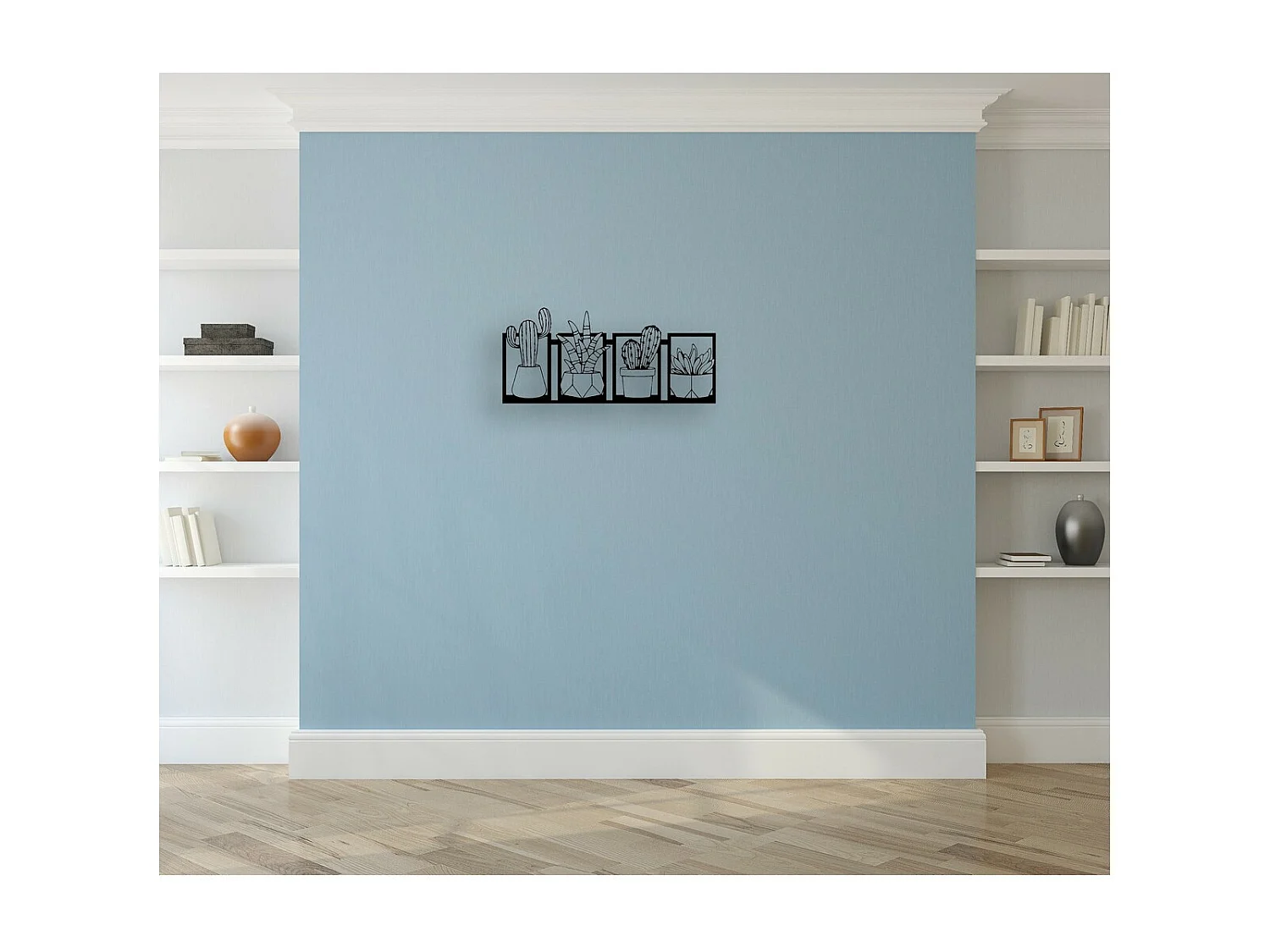 Décoration en Métal Cactus, Noir, 75x1,5x35 cm, EPIKASA