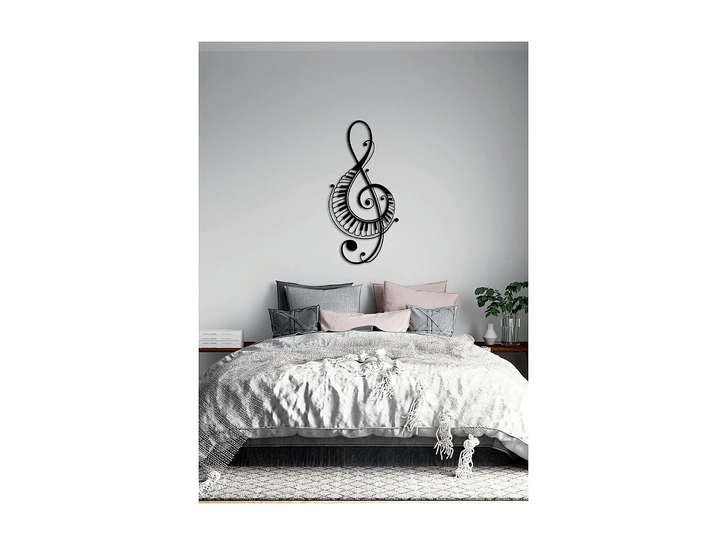 Décoration en Métal Pianoforte 7, Noir, 39x1,5x80 cm, EPIKASA