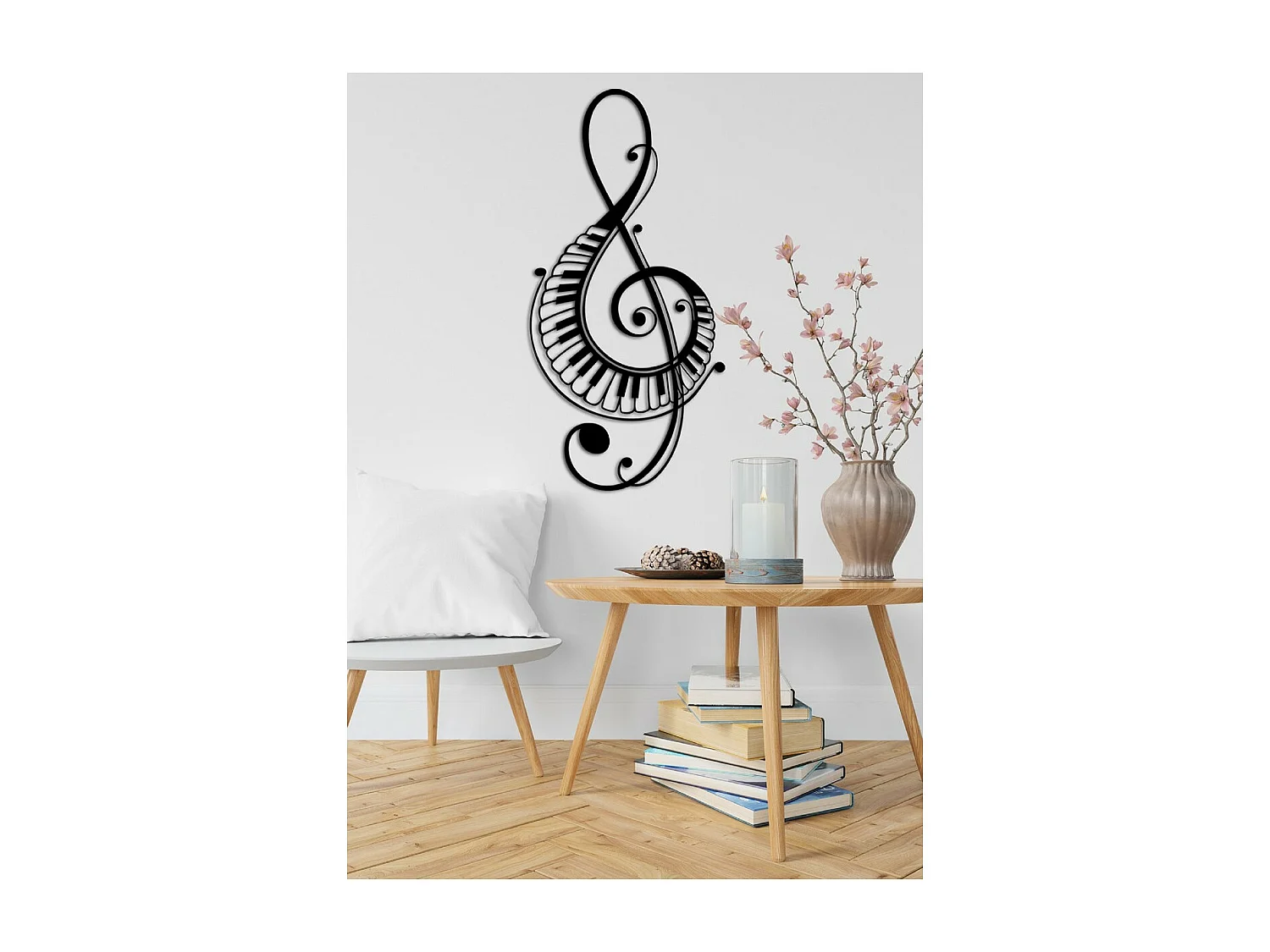 Décoration en Métal Pianoforte 7, Noir, 39x1,5x80 cm, EPIKASA