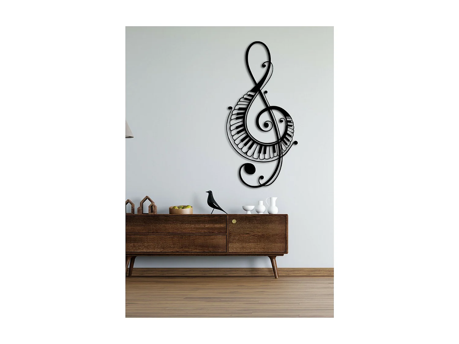 Décoration en Métal Pianoforte 7, Noir, 39x1,5x80 cm, EPIKASA