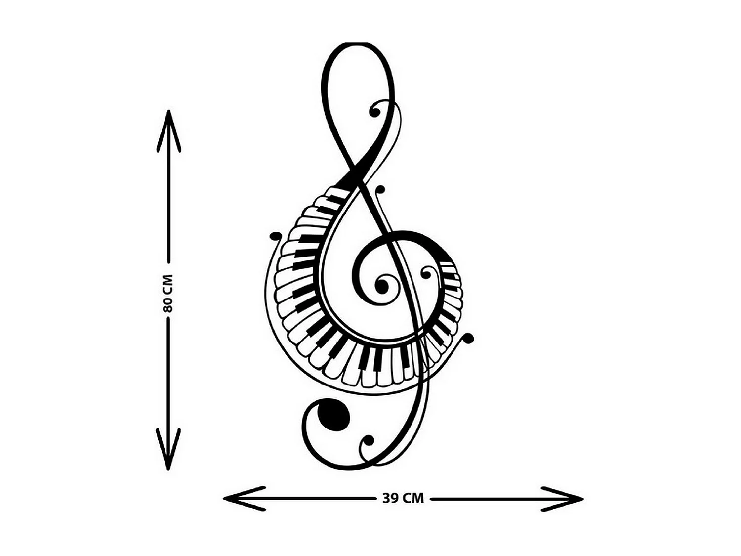 Décoration en Métal Pianoforte 7, Noir, 39x1,5x80 cm, EPIKASA