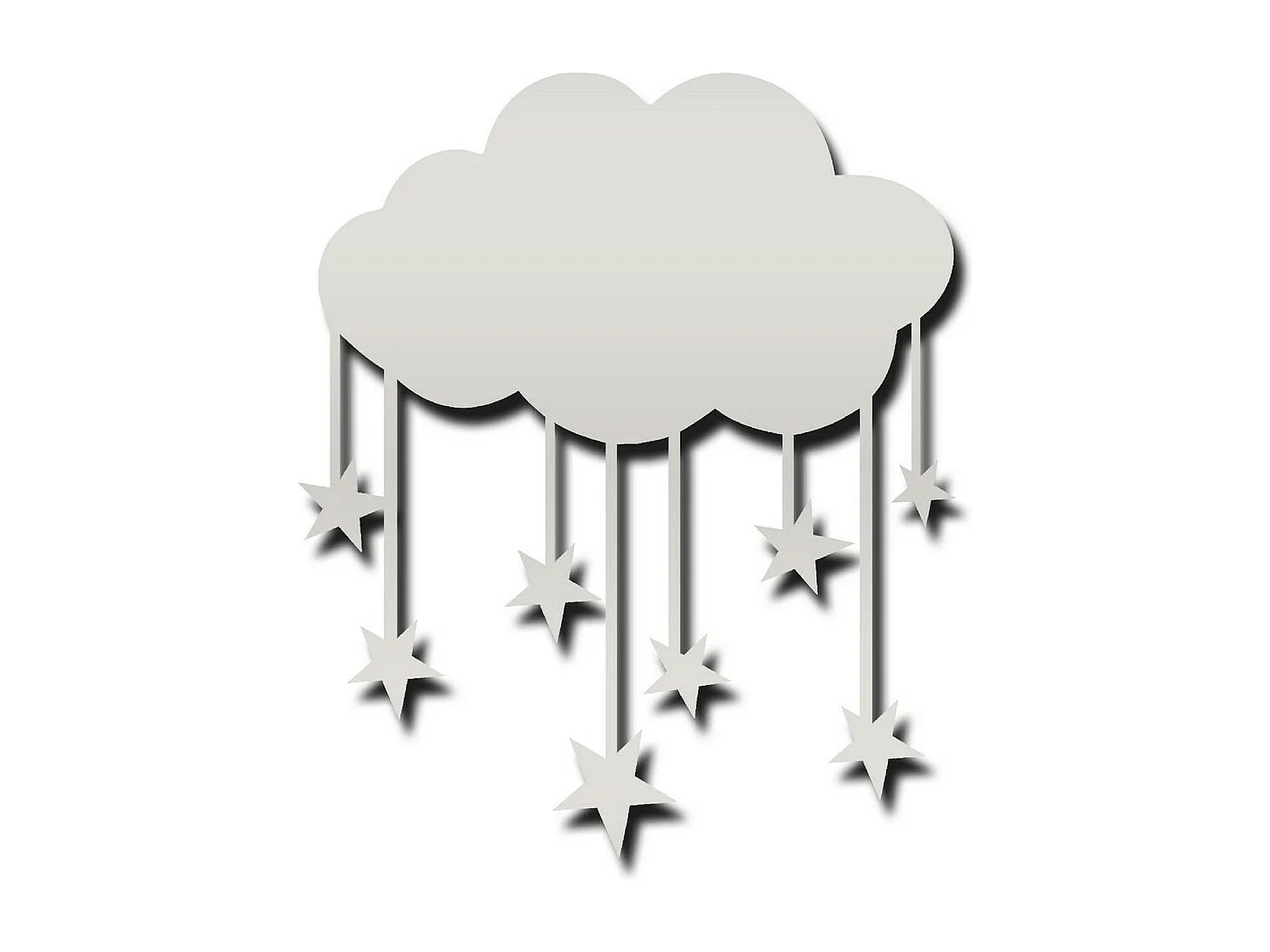 Décoration en Métal Petit nuage 2, Argent, 80x1,5x92 cm, EPIKASA