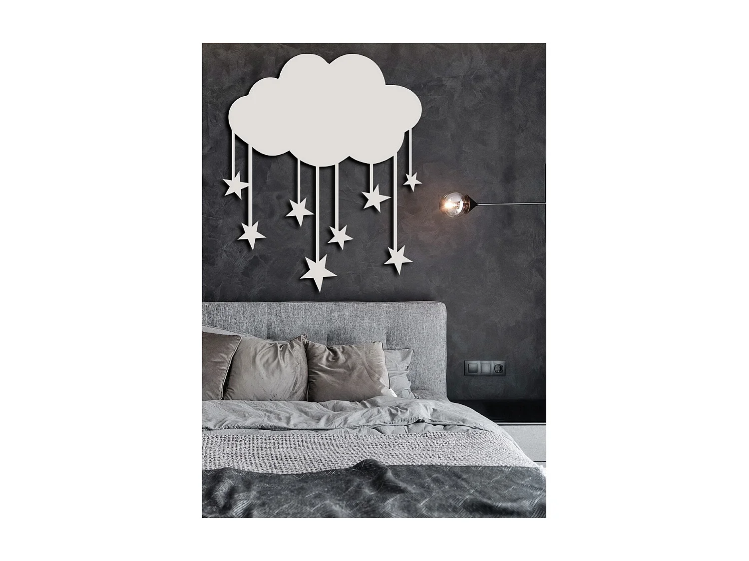 Décoration en Métal Petit nuage 2, Argent, 80x1,5x92 cm, EPIKASA