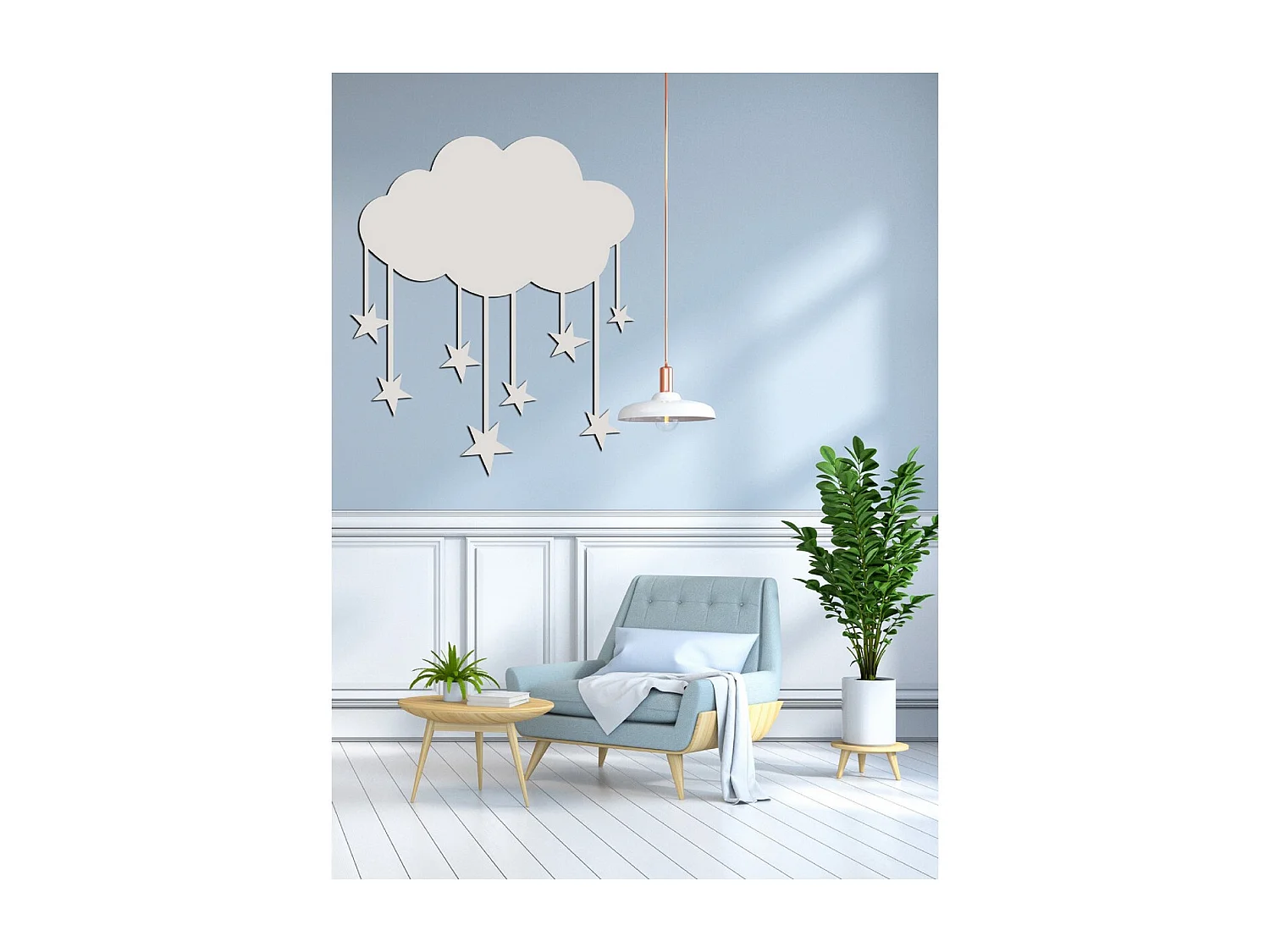 Décoration en Métal Petit nuage 2, Argent, 80x1,5x92 cm, EPIKASA