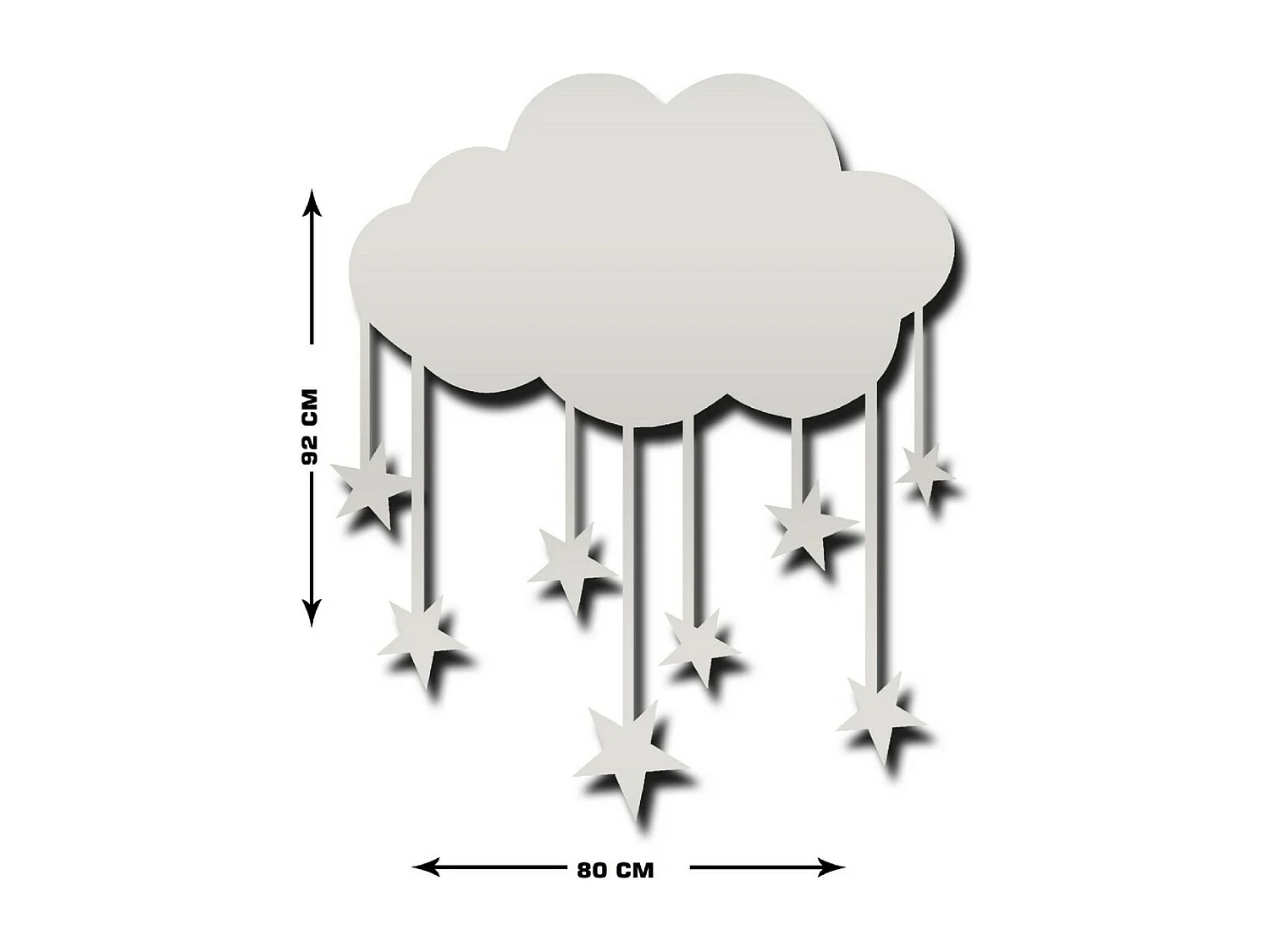 Décoration en Métal Petit nuage 2, Argent, 80x1,5x92 cm, EPIKASA