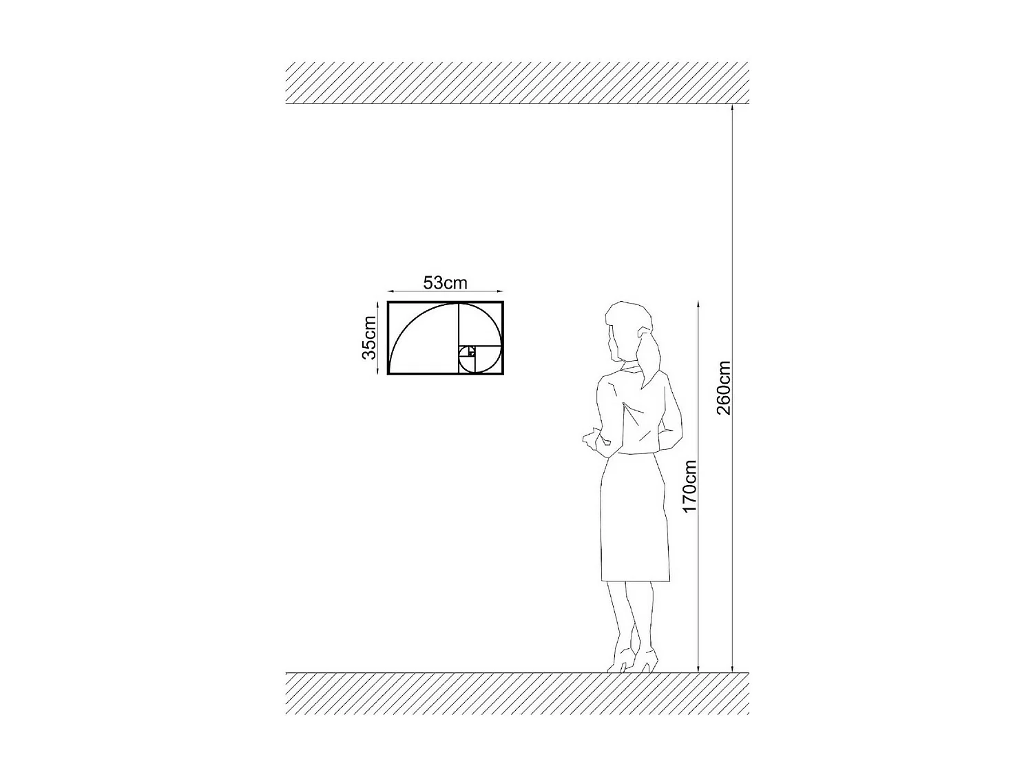 Décoration en Métal Proportion Dorée, Noir, 53x1,5x35 cm, EPIKASA