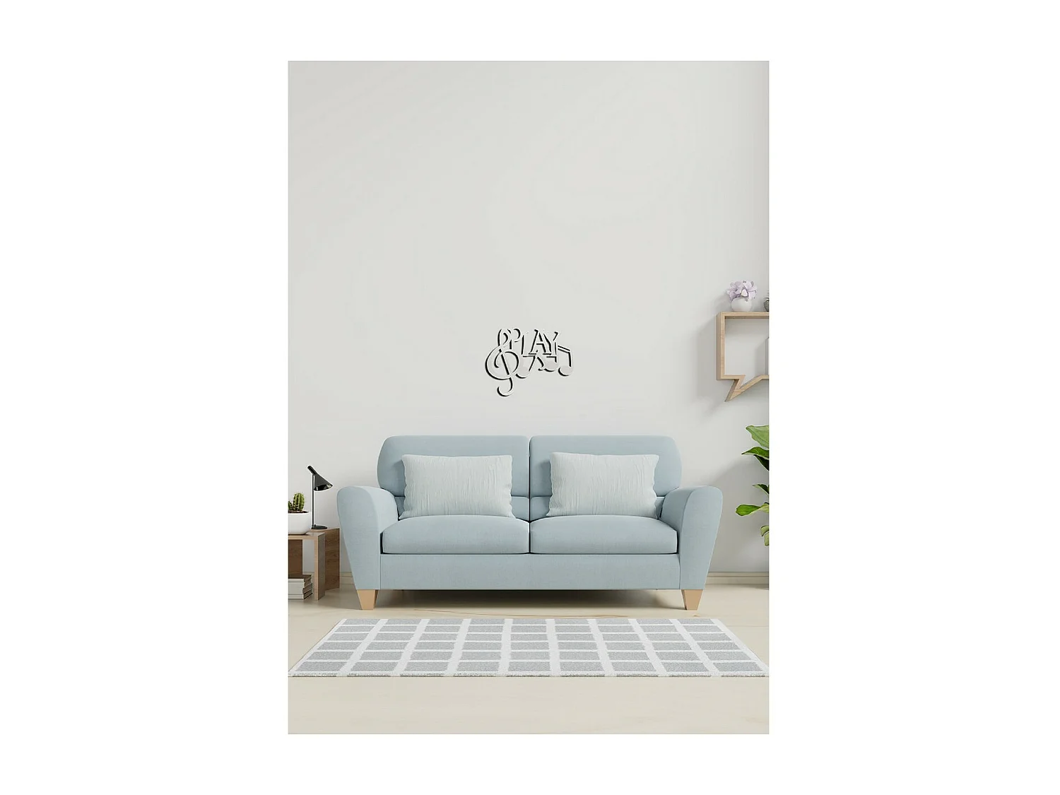 Metalen Decoratie Play 4 - Zilver - 63x1,5x50 cm - EPIKASA